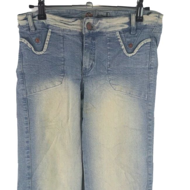 Vintage Atmosphere Women's Jeans Blue Denim Straight Cuffed Low Rise Size 7 28x27 Pockets Belt Loops Womens Size 28" / US 6 / IT 42 - 3 Thumbnail