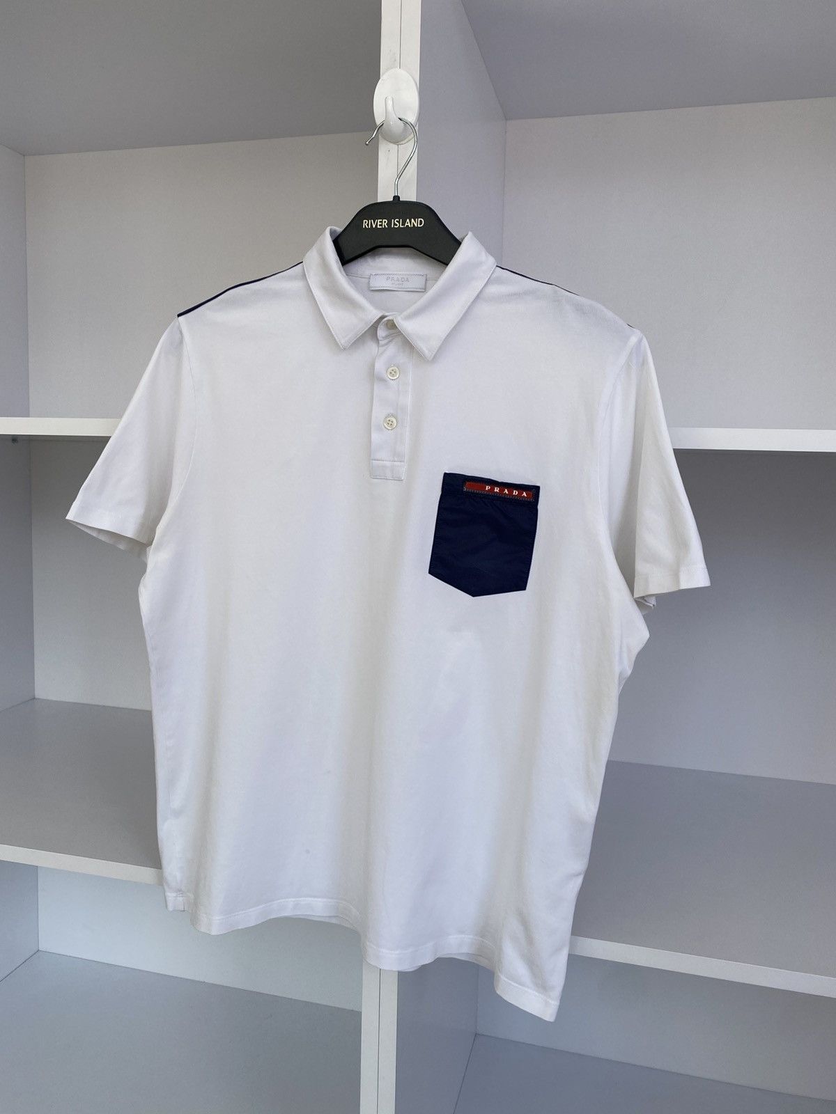 Prada Vintage Prada Red Tab Pocket Polo T-Shirt Size US L / EU 52-54 / 3 - 3 Thumbnail