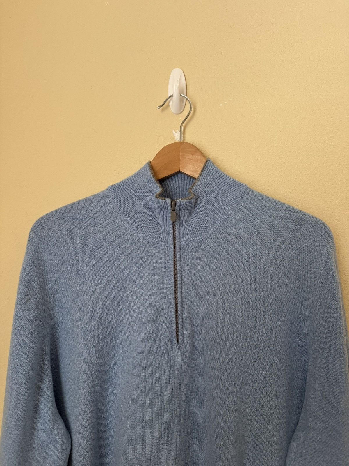 Brunello Cucinelli Brunello Cucinelli 100% Cashmere Quarter Zip Sweater Blue 56 Size US XL / EU 56 / 4 - 2 Thumbnail