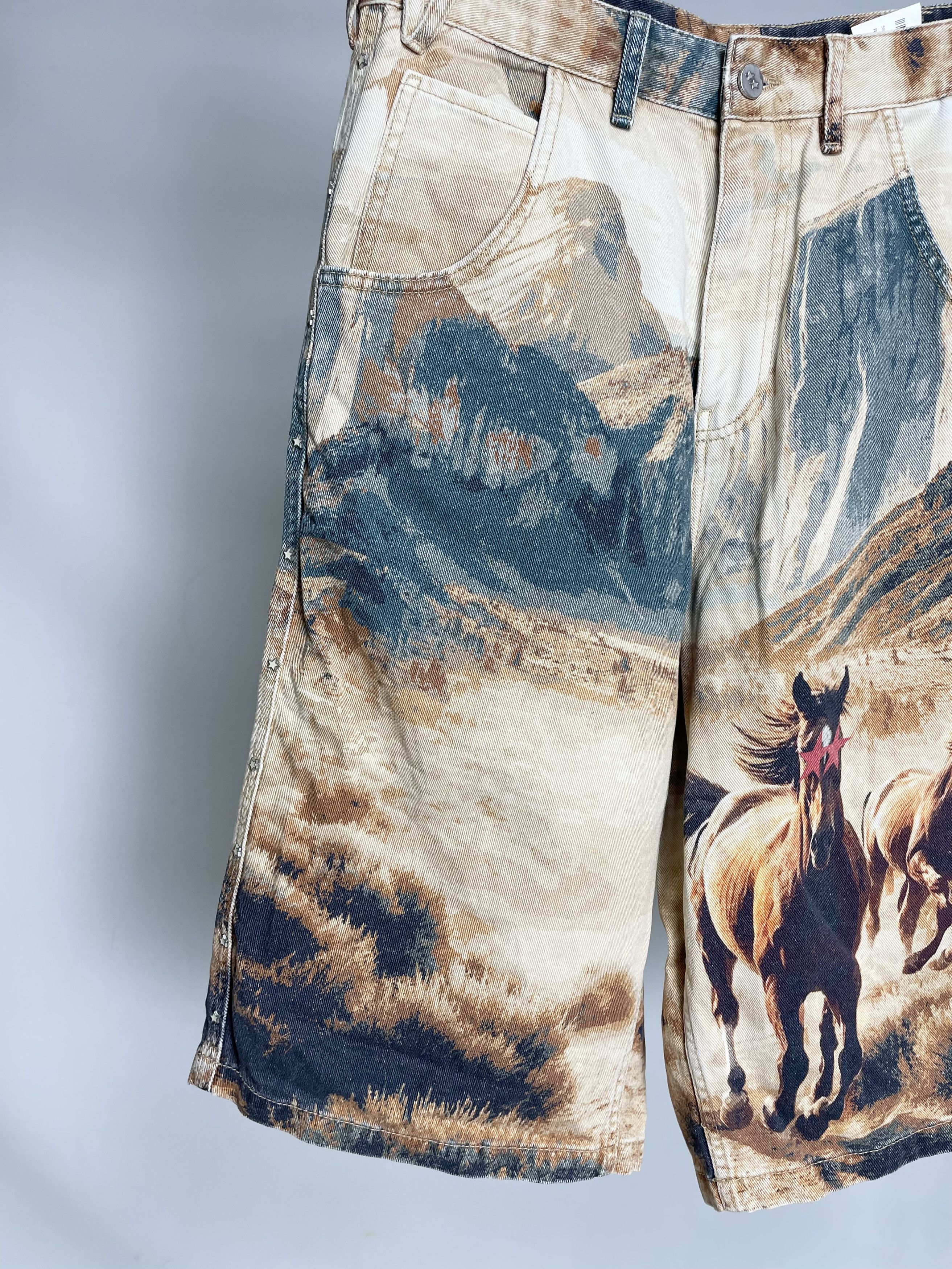 Represent Clo. Zara x Two Jeys 2 Cowboy Western Carpenter Denim Shorts Size US 30 / EU 46 - 5 Thumbnail
