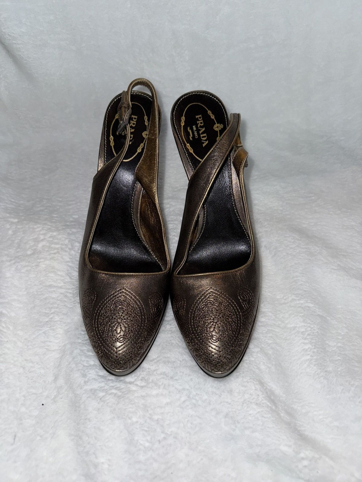 Prada Prada bronze sling back heels Size US 5.5 / IT 35.5 - 2 Thumbnail