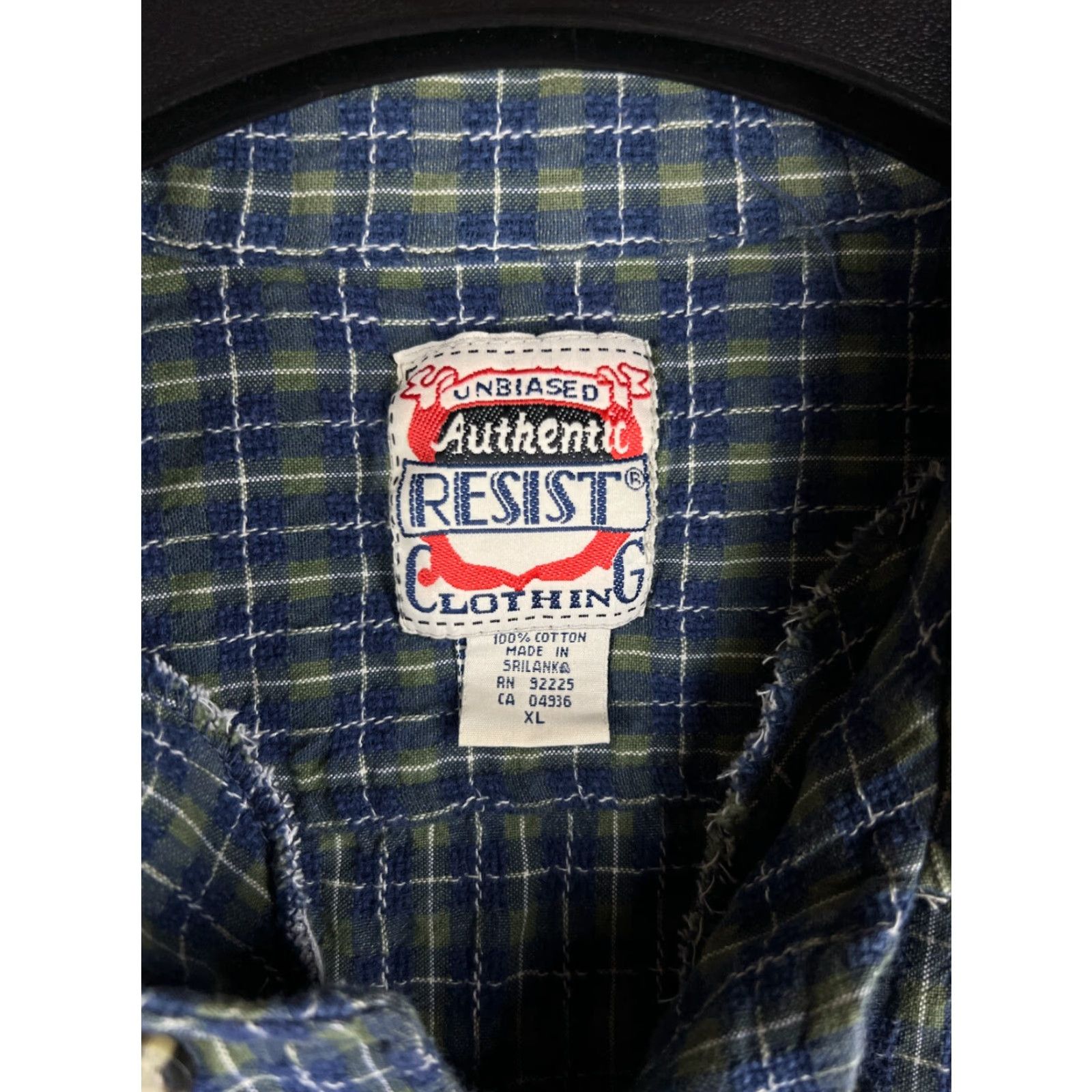 Vintage Resist Button-Up Shirt Mens Large Blue Green Plaid Western Cowboy Woven Cotton Size US L / EU 52-54 / 3 - 3 Thumbnail