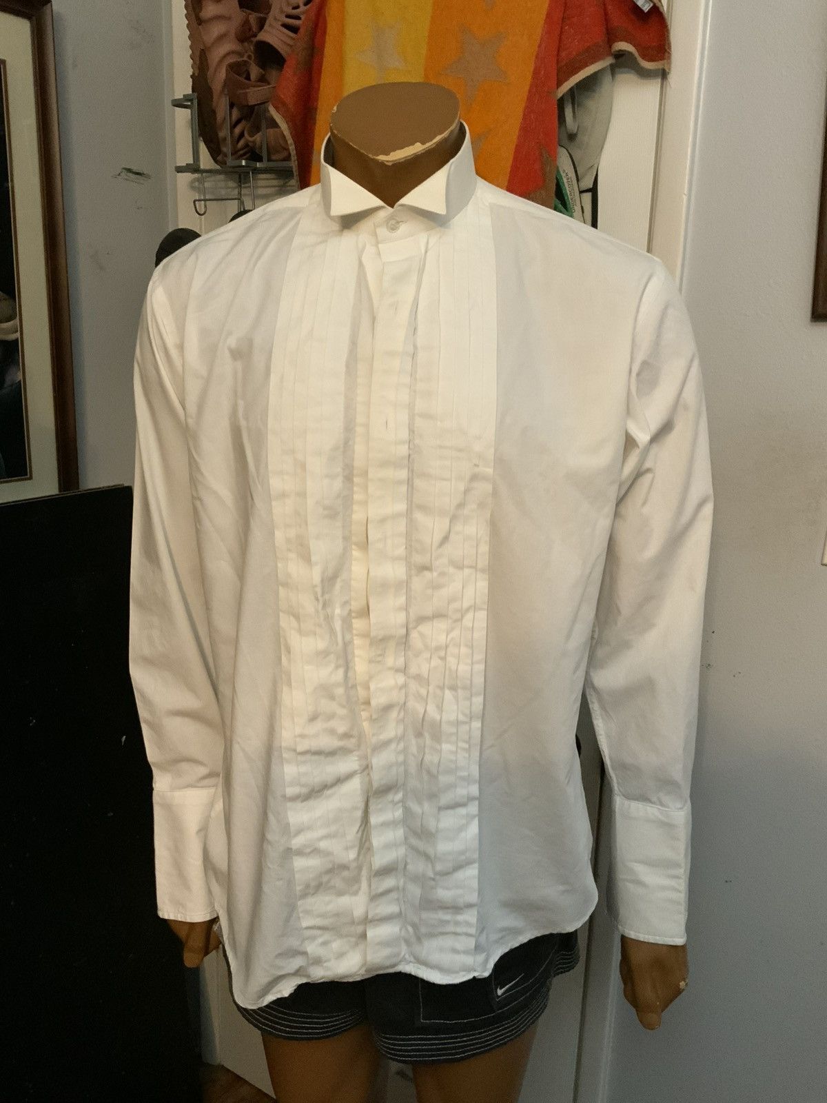 Pierre Balmain × Vintage Pierre Balmain Plisse French Cuff Tuxedo Ruffled Dress Shirt Size US M / EU 48-50 / 2 - 12 Thumbnail
