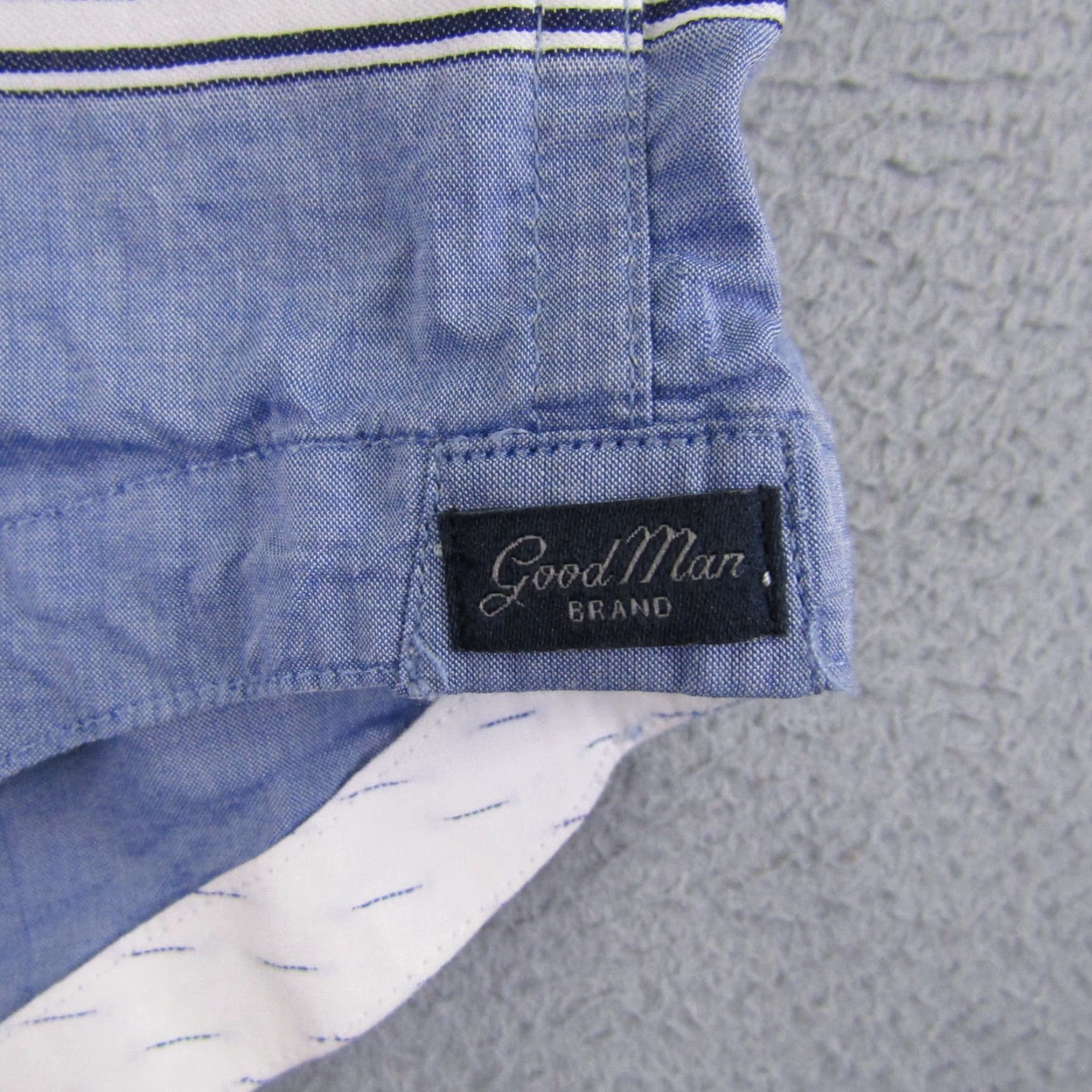 Vintage Good Man Brand Shirt Mens Medium Blue Stripes Button-Up Collar Pocket? (No pocket in original) Size US M / EU 48-50 / 2 - 6 Thumbnail