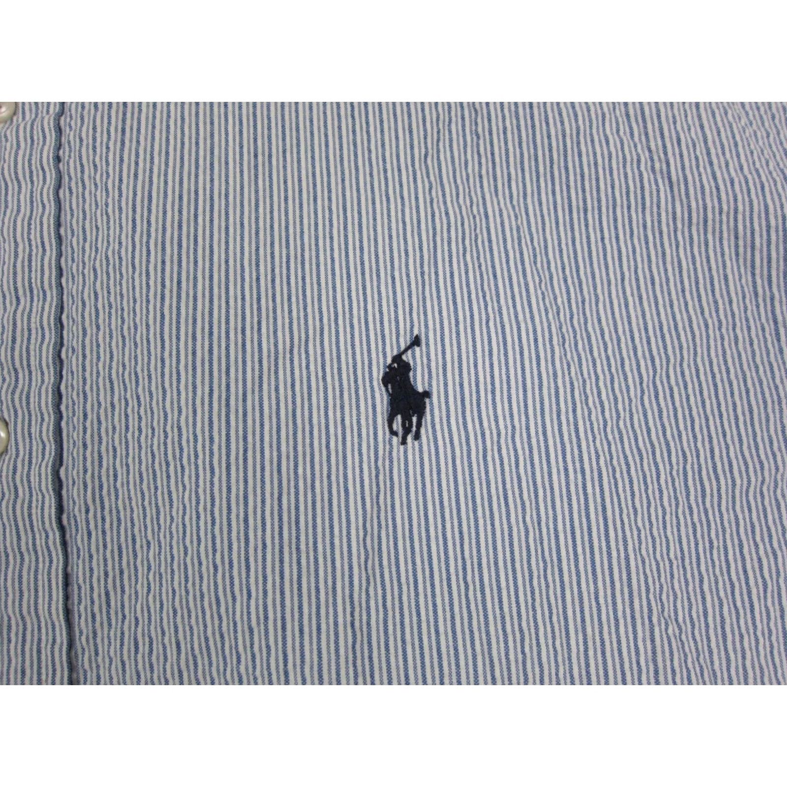 Ralph Lauren Ralph Lauren Shirt Adult M Blue Striped Cotton Polo Button-Up, Short Sleeve, Logo, Classic Fit, Vintage Mens Rugby Size US M / EU 48-50 / 2 - 3 Thumbnail