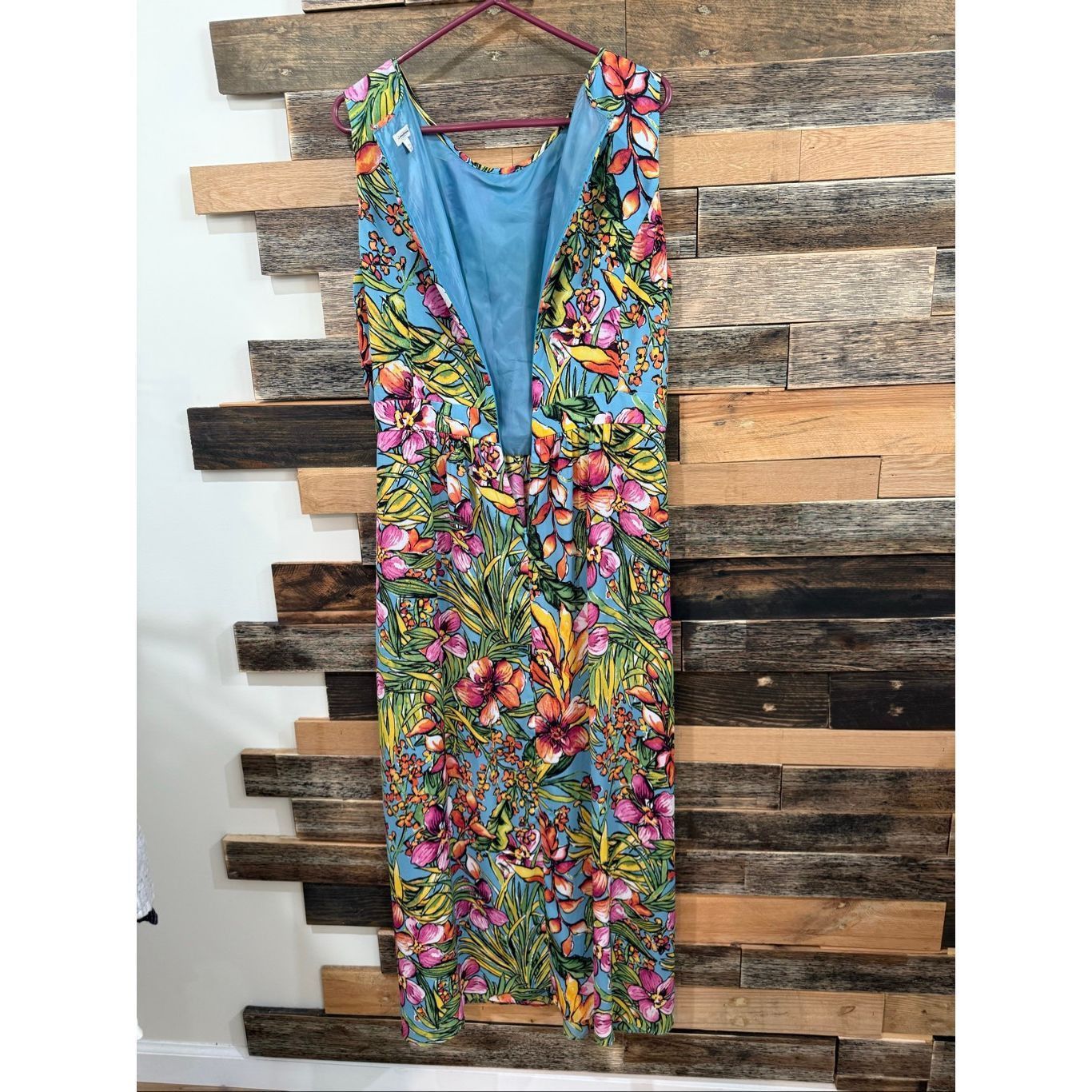 Robert Talbott Talbots Midi Floral Colorful Blue Green Pink Tropical Chiffo Size XXL / US 16-18 / IT 52-54 - 2 Thumbnail