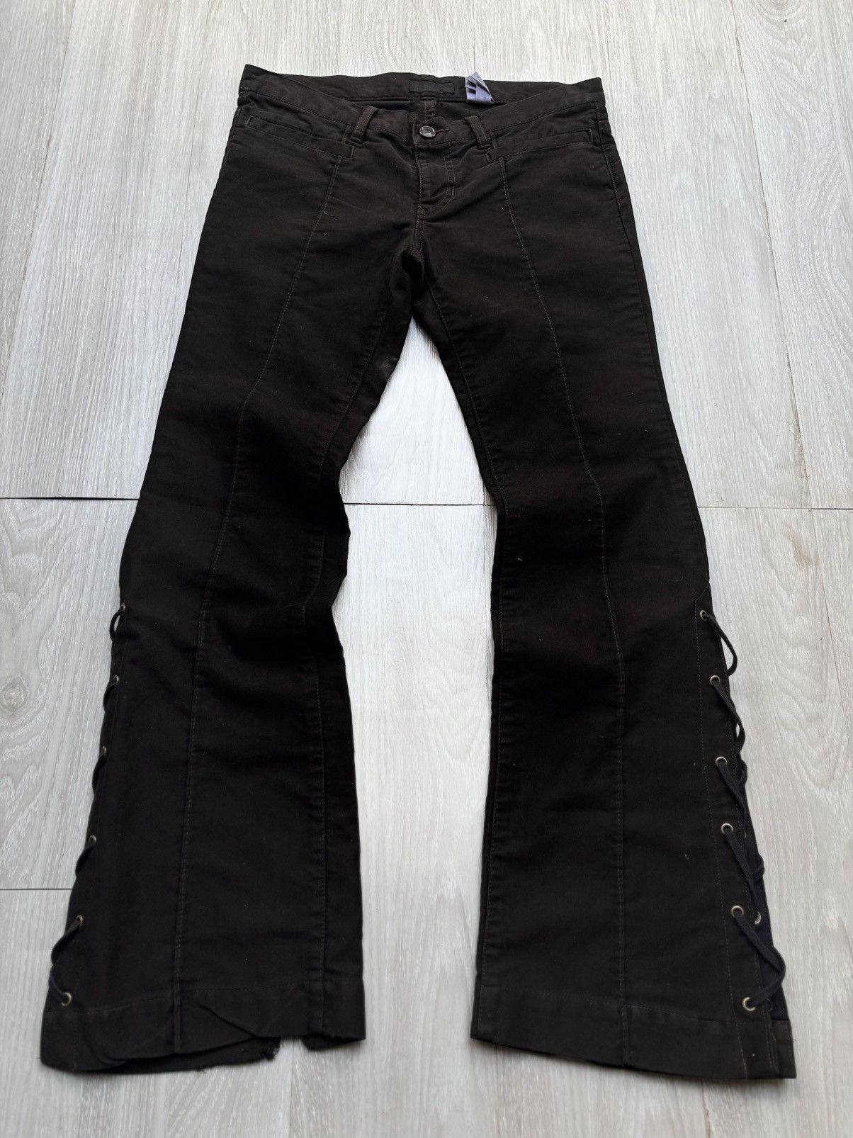 Japanese Brand BATSU lace up flare pants Size US 27 - 2 Thumbnail