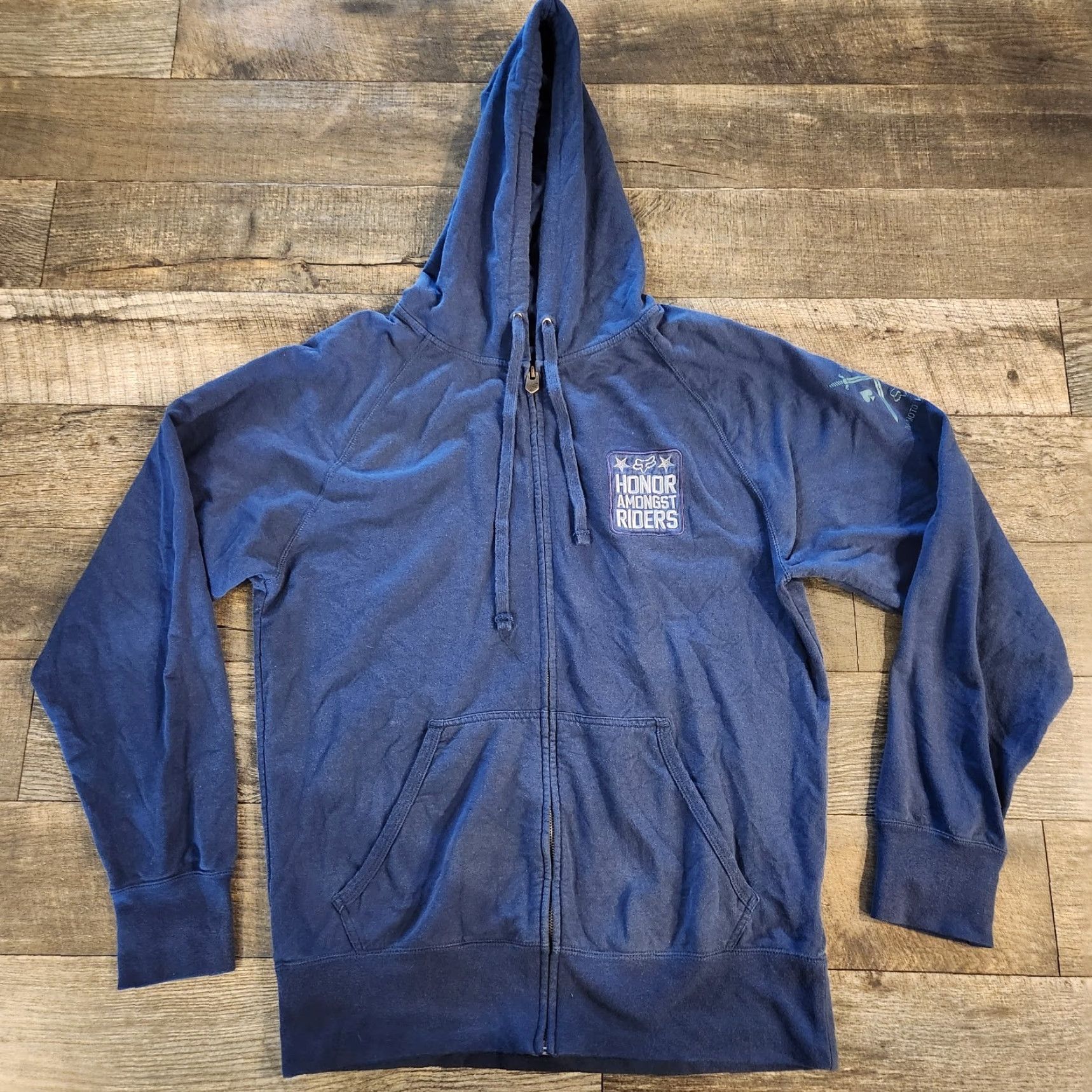 Fox Racing Fox Hoodie Full Zip Mens Large Honor Amongst Riders Blue Double Sided Size US L / EU 52-54 / 3 - 6 Thumbnail