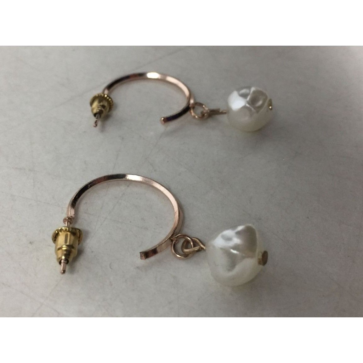 Other Women's Rose Gold Hoop Earrings with Faux White Pearl Size ONE SIZE - 8 Thumbnail