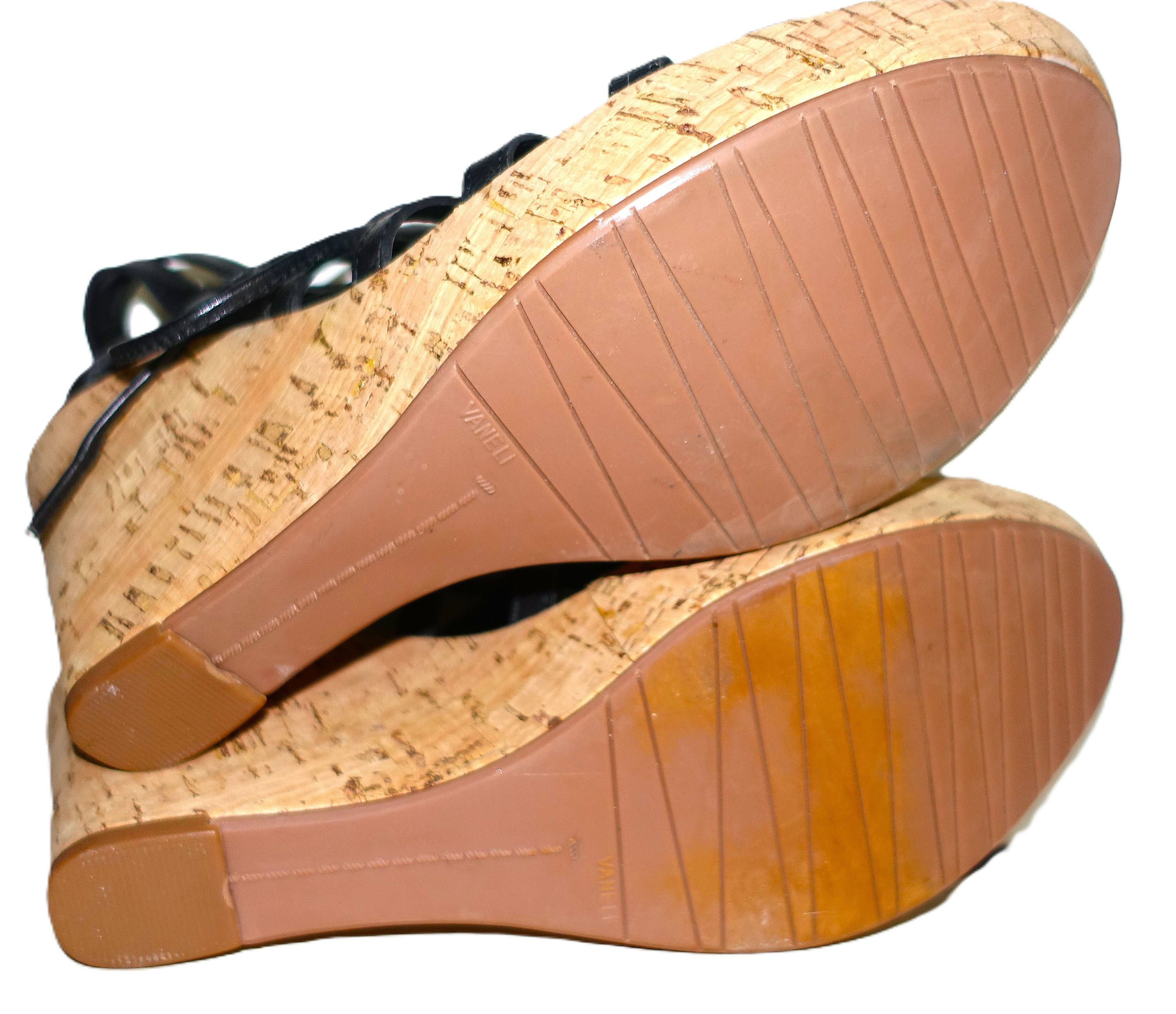VANELI Vaneli Black Tie Up Cork Wedge Sandals 10.5 Size US 10.5 / IT 40.5 - 5 Thumbnail