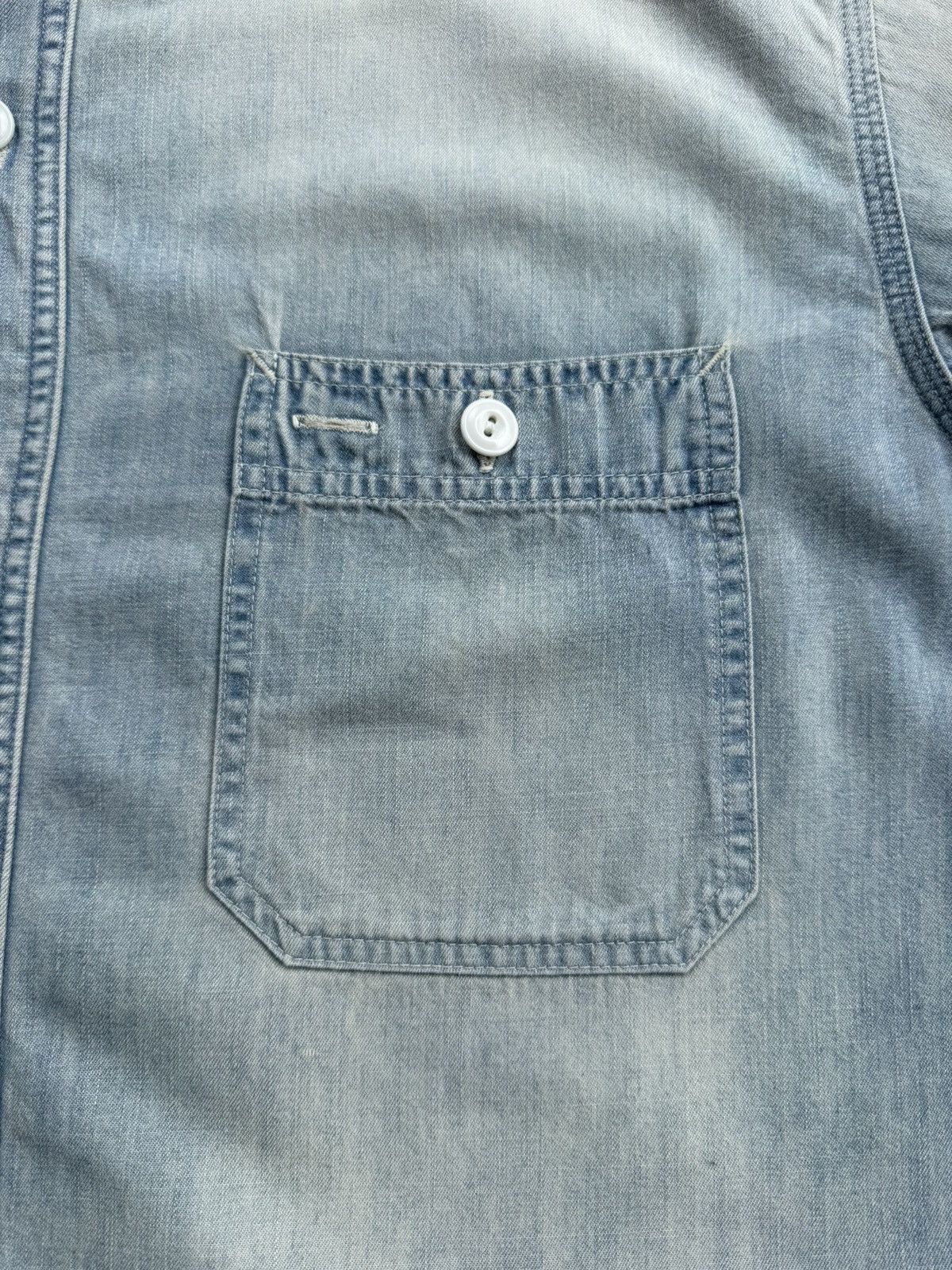 Japanese Brand Banner Barrett Faded Denim Shirt Size US L / EU 52-54 / 3 - 11 Thumbnail