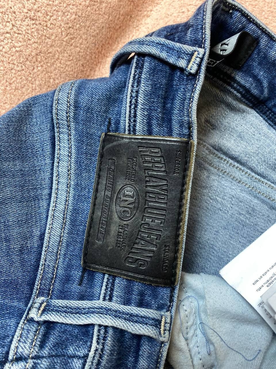 Replay × Vintage Replay Anbass Slim Fit Mid Wash Jeans Blue Size US 33 - 4 Thumbnail