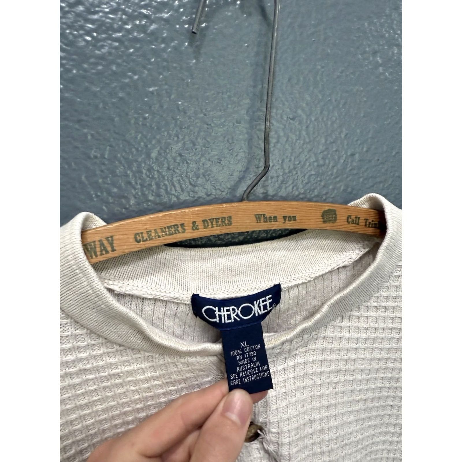 Cherokee VINTAGE Cherokee White Cotton Thermal Long Sleeve Shirt XL Mens Size US XL / EU 56 / 4 - 2 Thumbnail