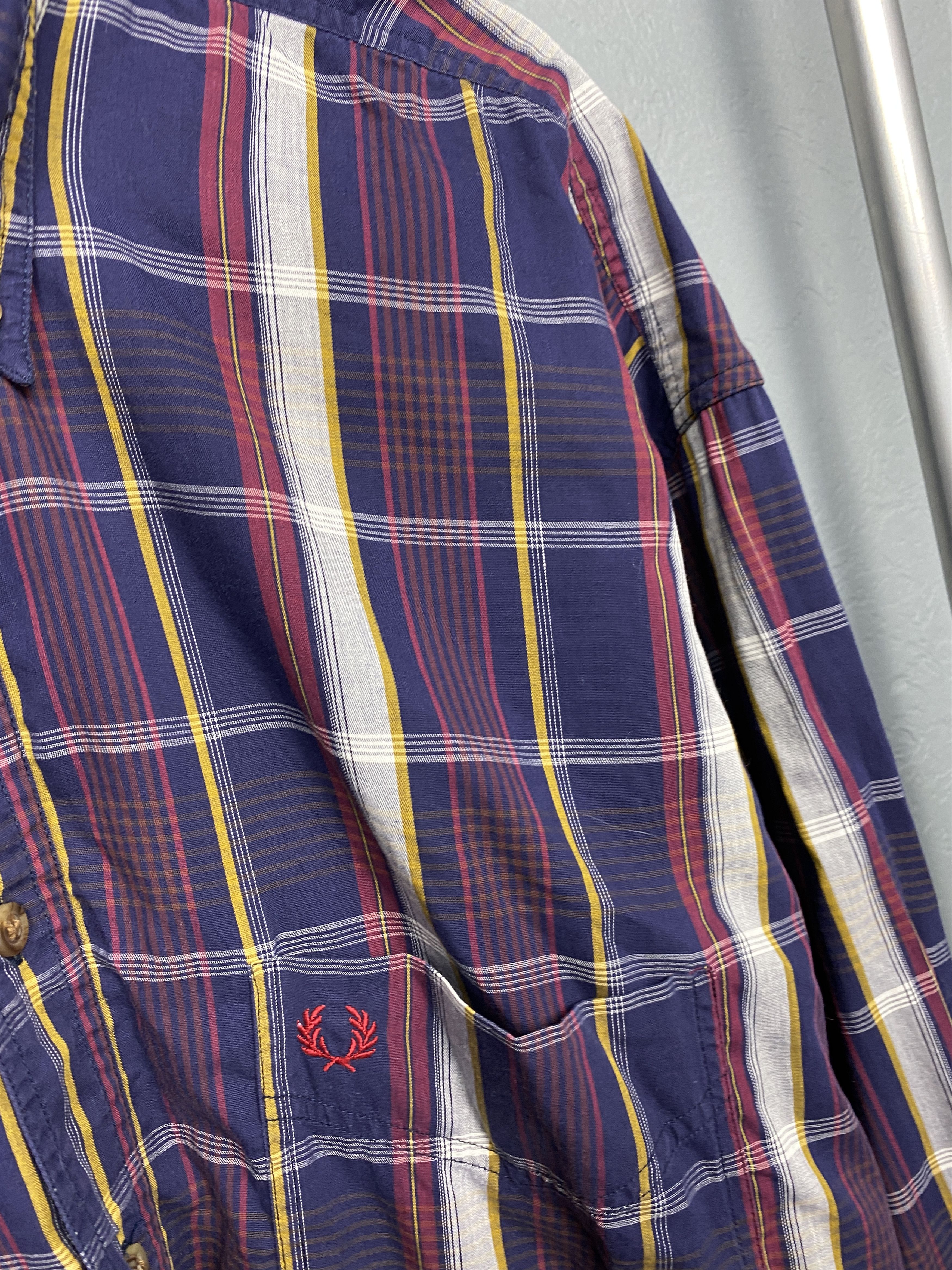 Fred Perry Fred Perry 90s Vintage Mens Long Sleeve Plaid Shirt Size US L / EU 52-54 / 3 - 3 Thumbnail