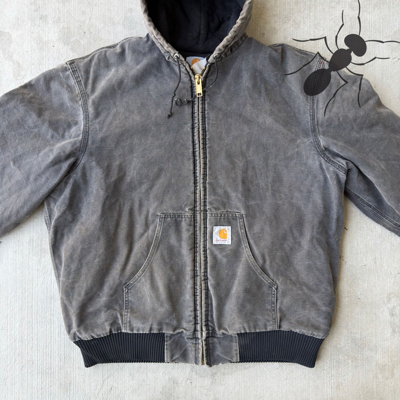 Carhartt × Vintage Vintage Y2K Carhartt faded black hooded work wear jacket Size US XL / EU 56 / 4 - 3 Thumbnail