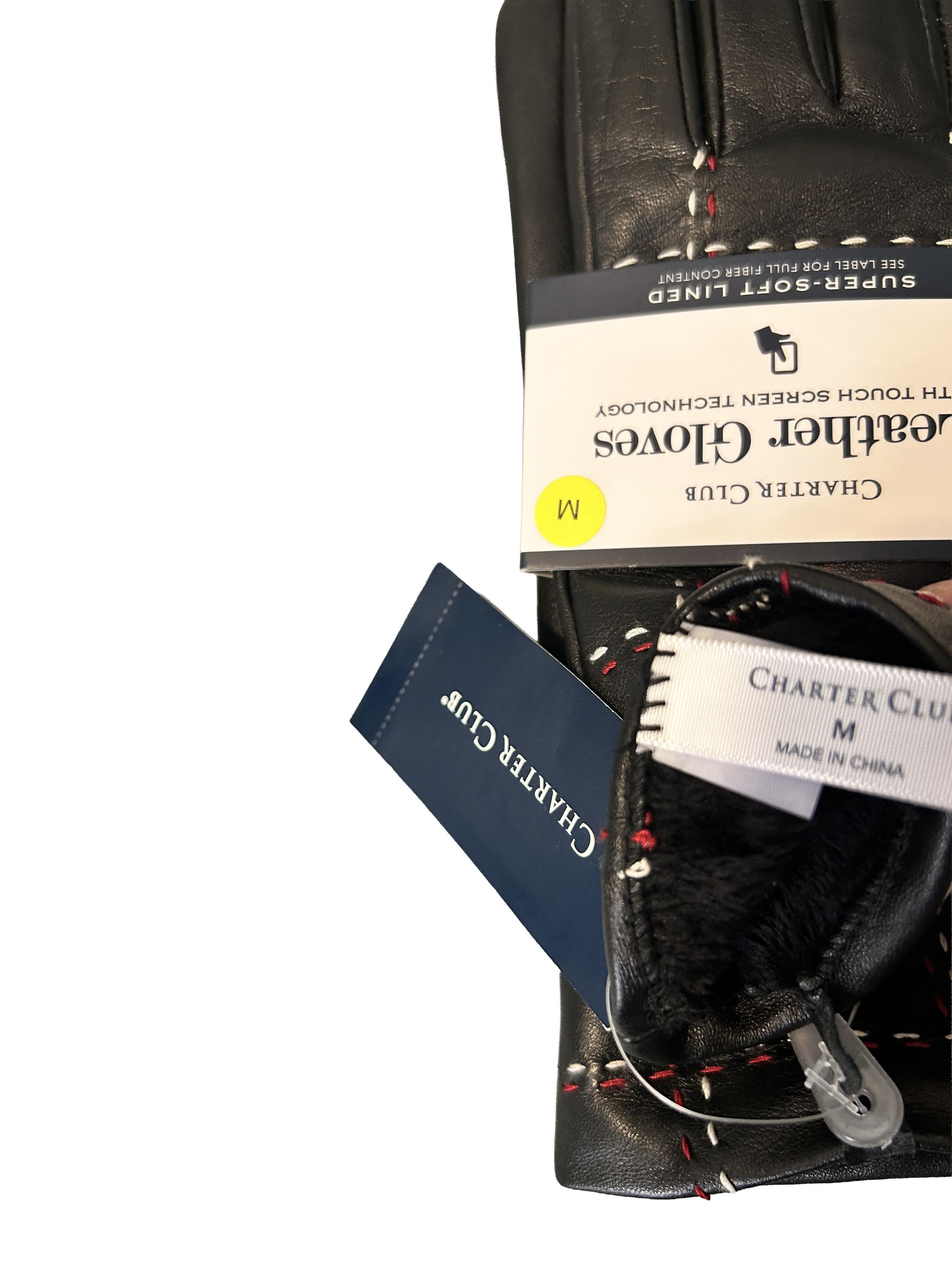 Charter Club (size M) Genuine Leather Touchscreen Gloves | Warm & Soft Size ONE SIZE - 5 Thumbnail