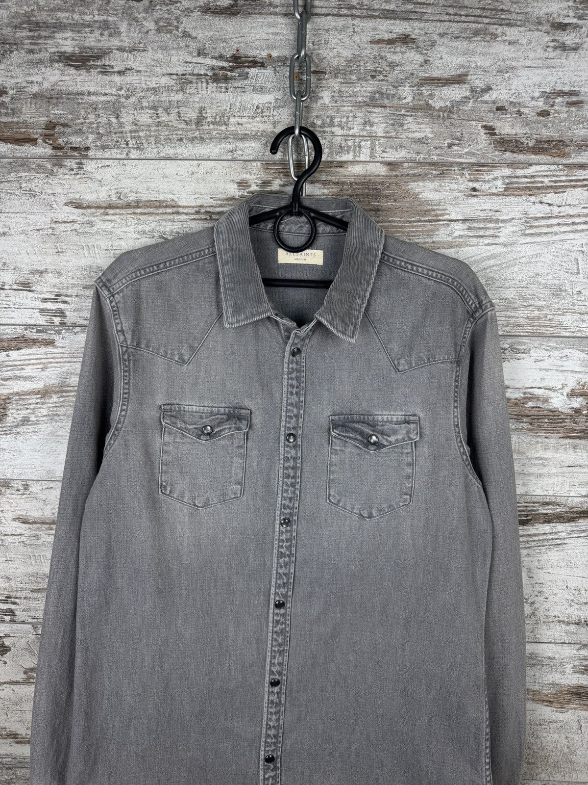 Allsaints Mens Vintage AllSaints Gamble ls shirts button up denim Size US M / EU 48-50 / 2 - 3 Thumbnail