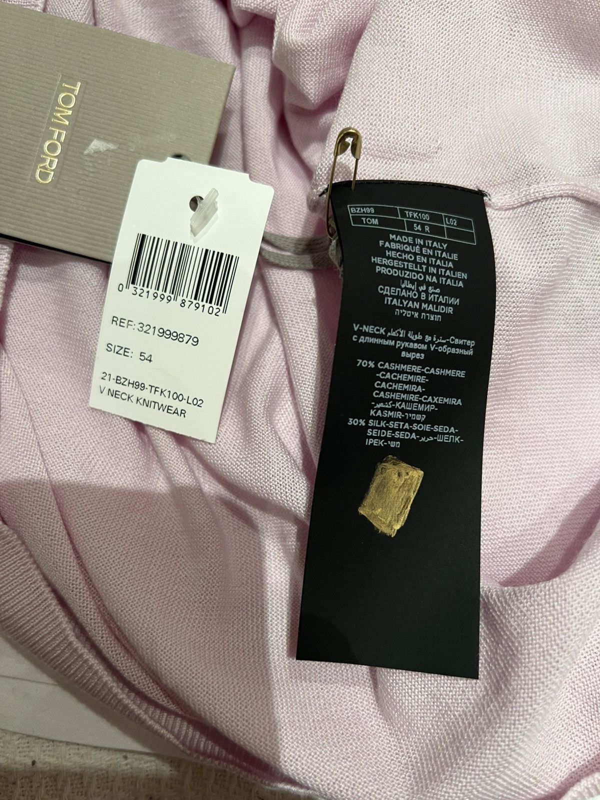 Tom Ford TOM FORD jumper 54 Italy 70% Cashmere 30% Silk Pink Size US XL / EU 56 / 4 - 10 Thumbnail