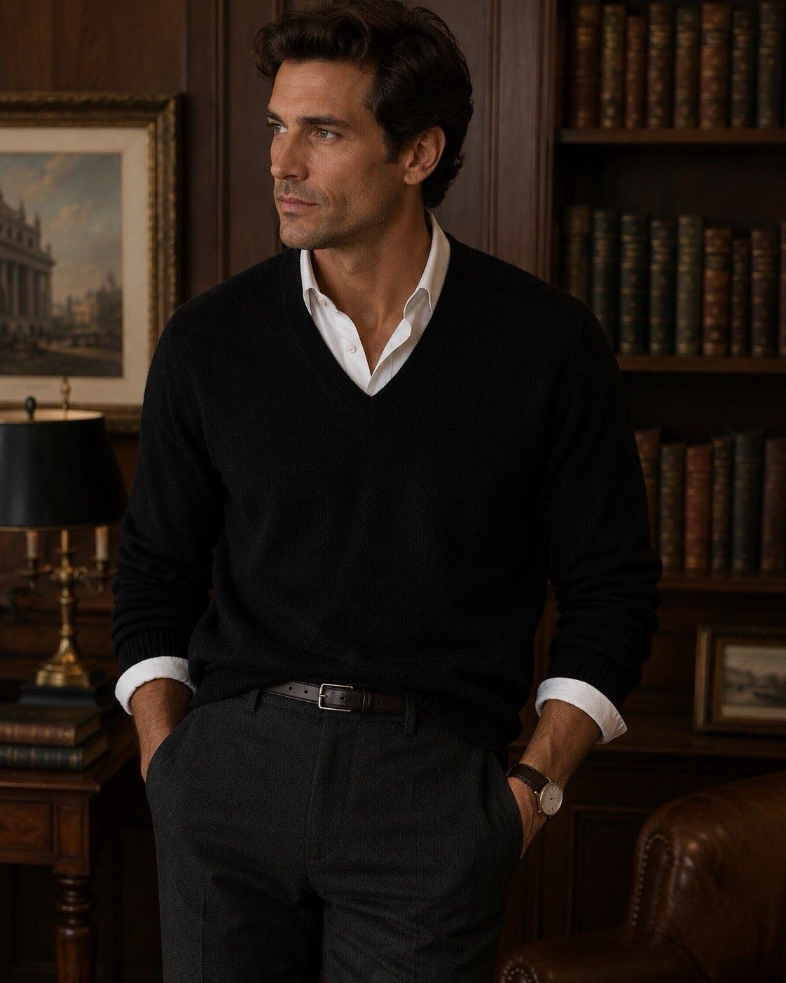 N.Peal N Peal 100% Cashmere Black V Neck Sweater Unisex Size US XL / EU 56 / 4 - 1 Thumbnail