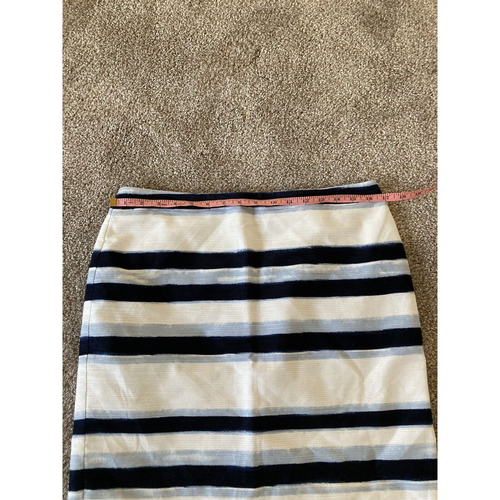 Ann Taylor Ann Taylor Factory Lined Skirt Womens White Blue Strip Petit Size 32" / US 10 / IT 46 - 4 Thumbnail