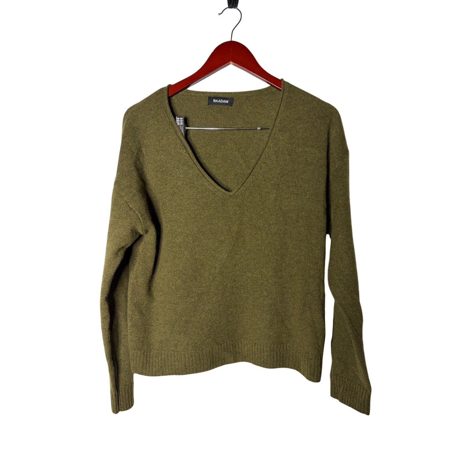 NAADAM Naadam olive green 100% cashmere V neck sweater sz S Size S / US 4 / IT 40 - 1 Thumbnail