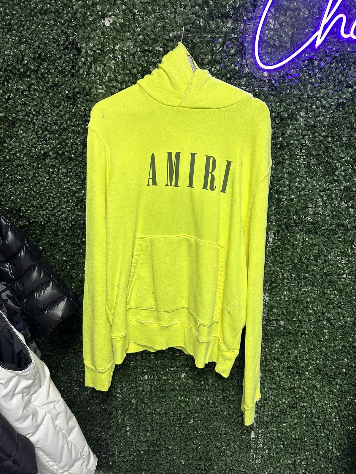 Amiri Amiri Yellow Logo Hoodie Predistressed Size US M / EU 48-50 / 2 - 1 Thumbnail