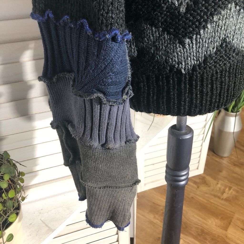 The Unbranded Brand Patch Knitted Sweater Upcycled Fairy Elf Pointy Hood sz L Size L / US 10 / IT 46 - 9 Thumbnail