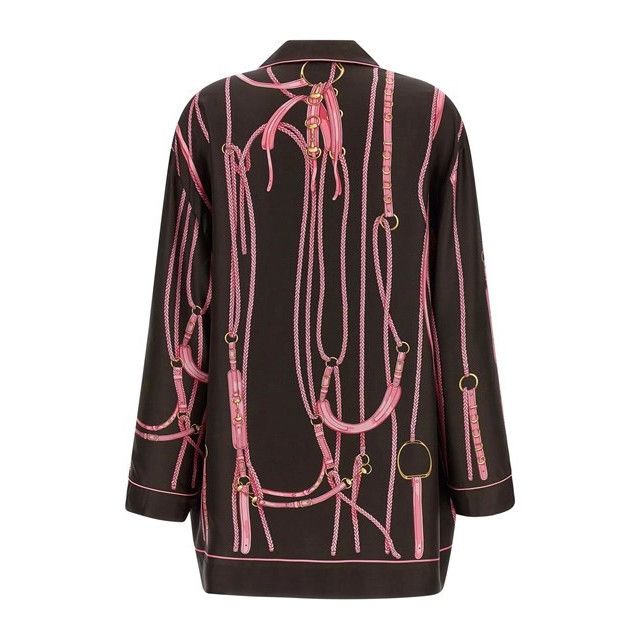GUCCI Brown/Pink SIlk Shirt New & Authentic (Women's size:IT
