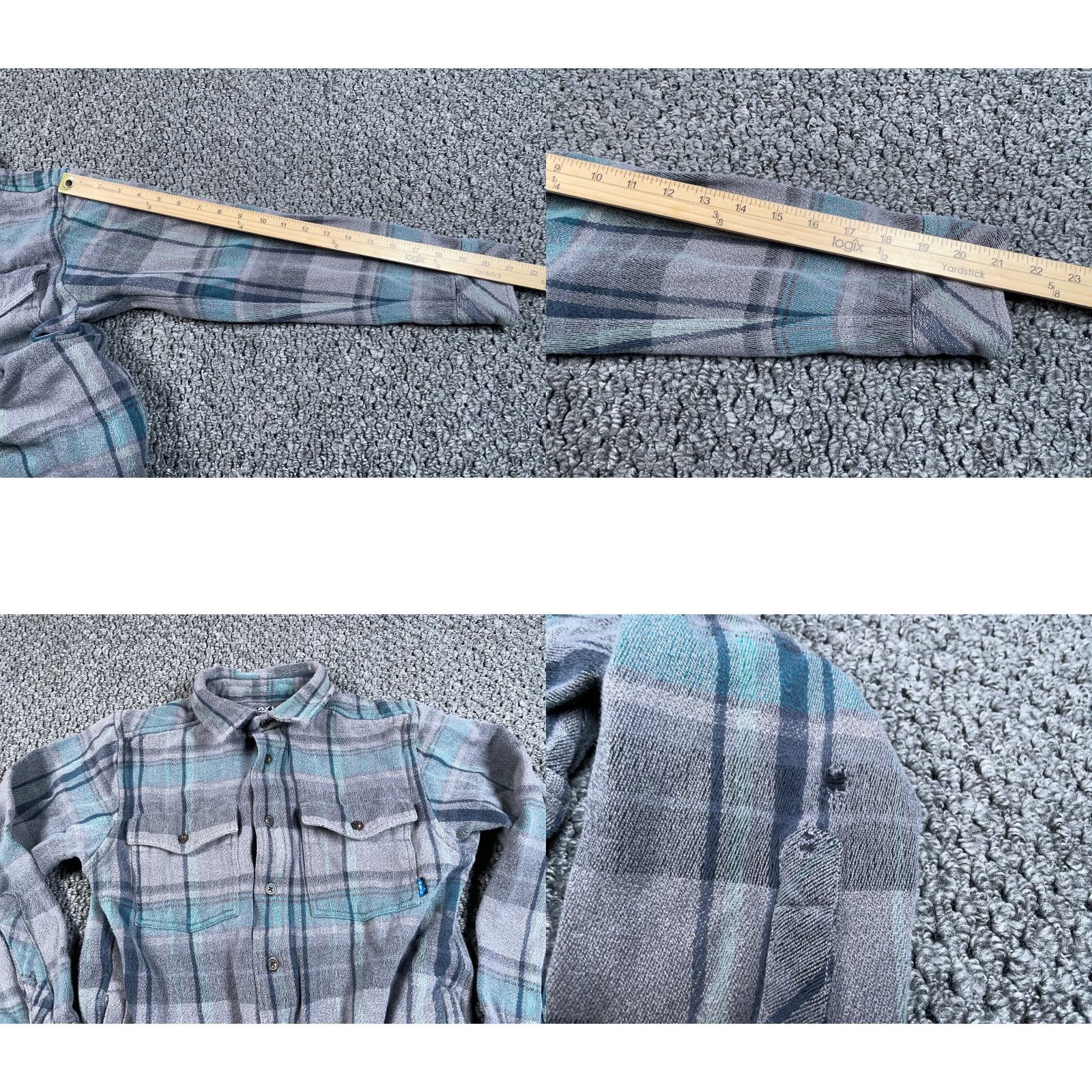 KAVU KAVU Heavyweight Flannel Shirt Adult Medium Gray Plaid Workwear Grunge Size US M / EU 48-50 / 2 - 8 Thumbnail