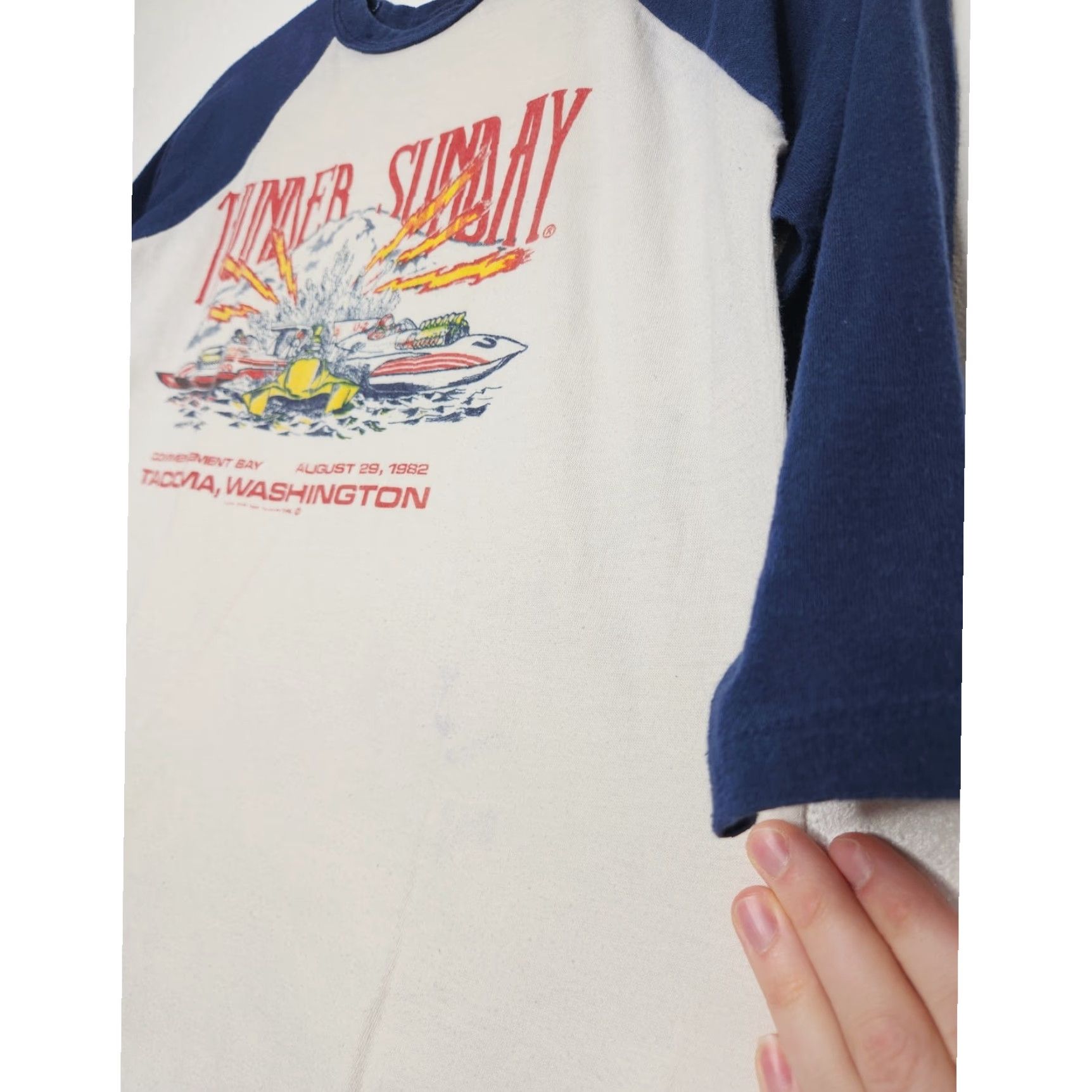 Glanshirt VINTAGE Thunder Sunday Boat Racing Raglan Shirt Size US M / EU 48-50 / 2 - 5 Thumbnail