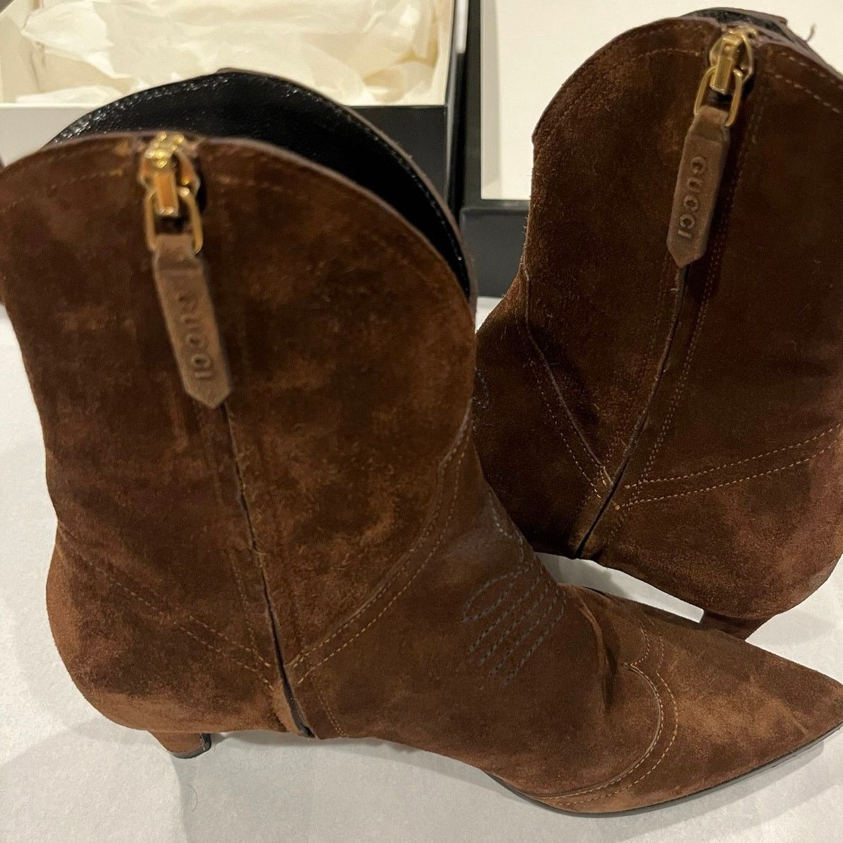 Gucci Gucci Quebec Leather Booties Maroon Size US 6.5 / IT 36.5 - 4 Thumbnail