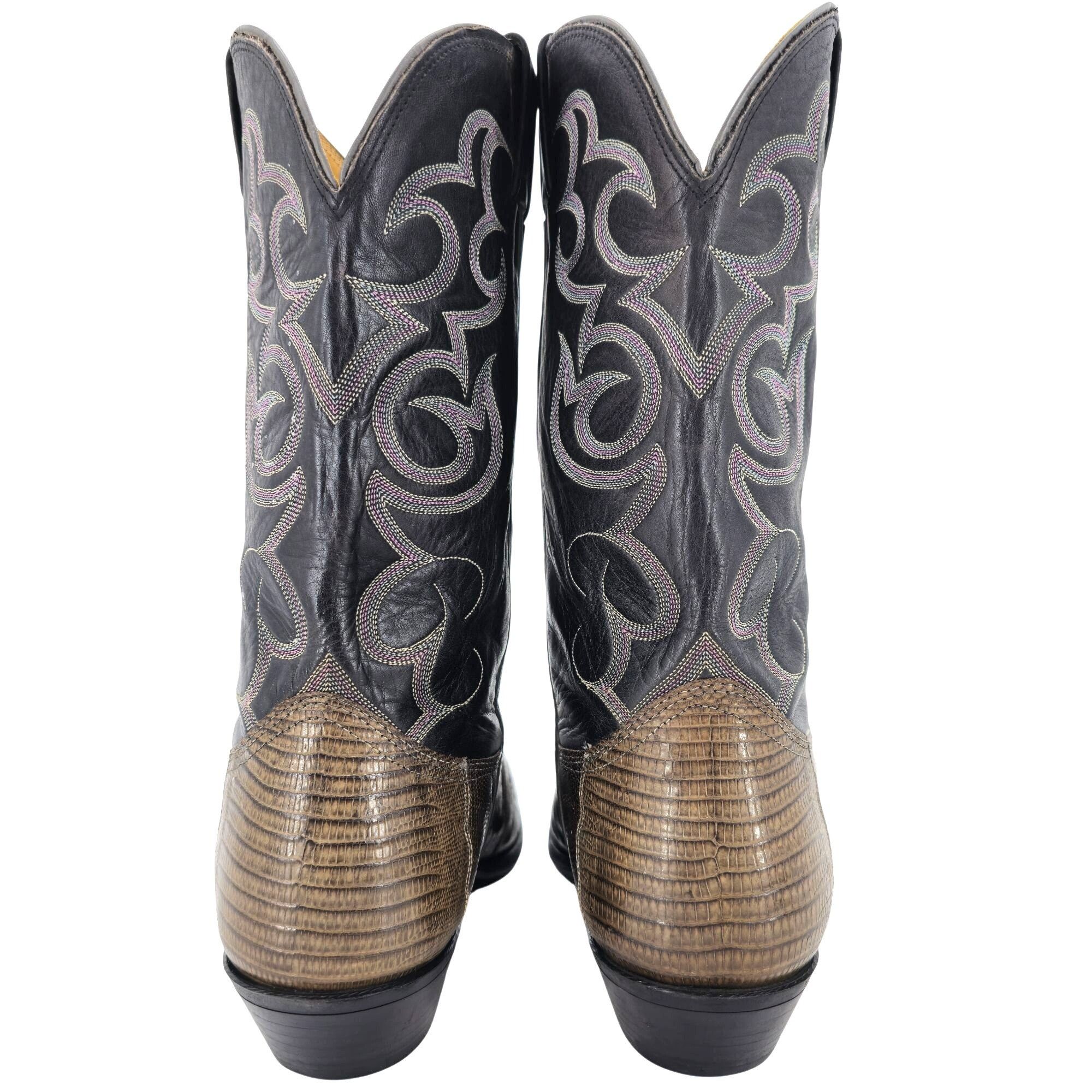 Nocona Boots Vintage Nocona Mens Size 12D Lizard Teju Exotic Leather Cowb Size US 12 / EU 45 - 3 Thumbnail