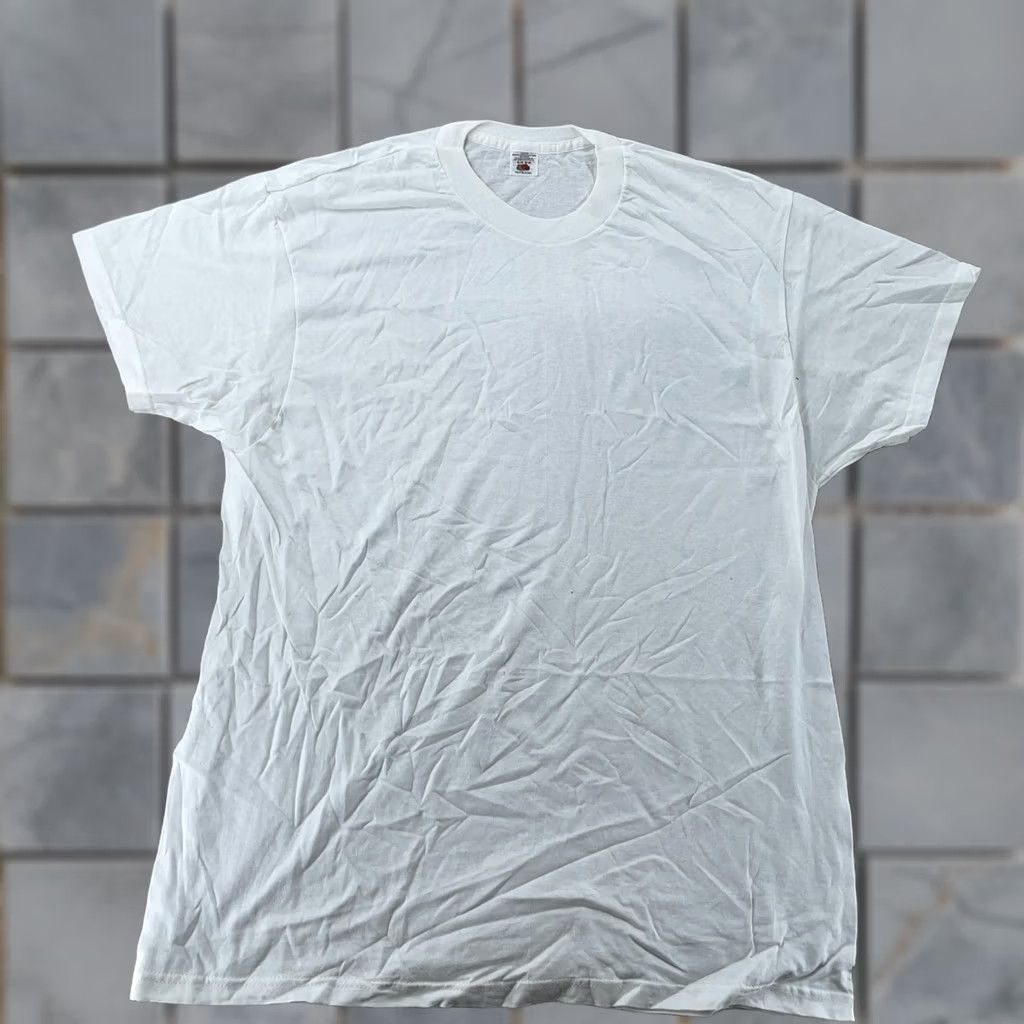 Fruit Of The Loom Vtg Blank White Fruit of the Loom T-Shirt Mens Large Crewneck Short Sleeve Tee Size US L / EU 52-54 / 3 - 1 Thumbnail