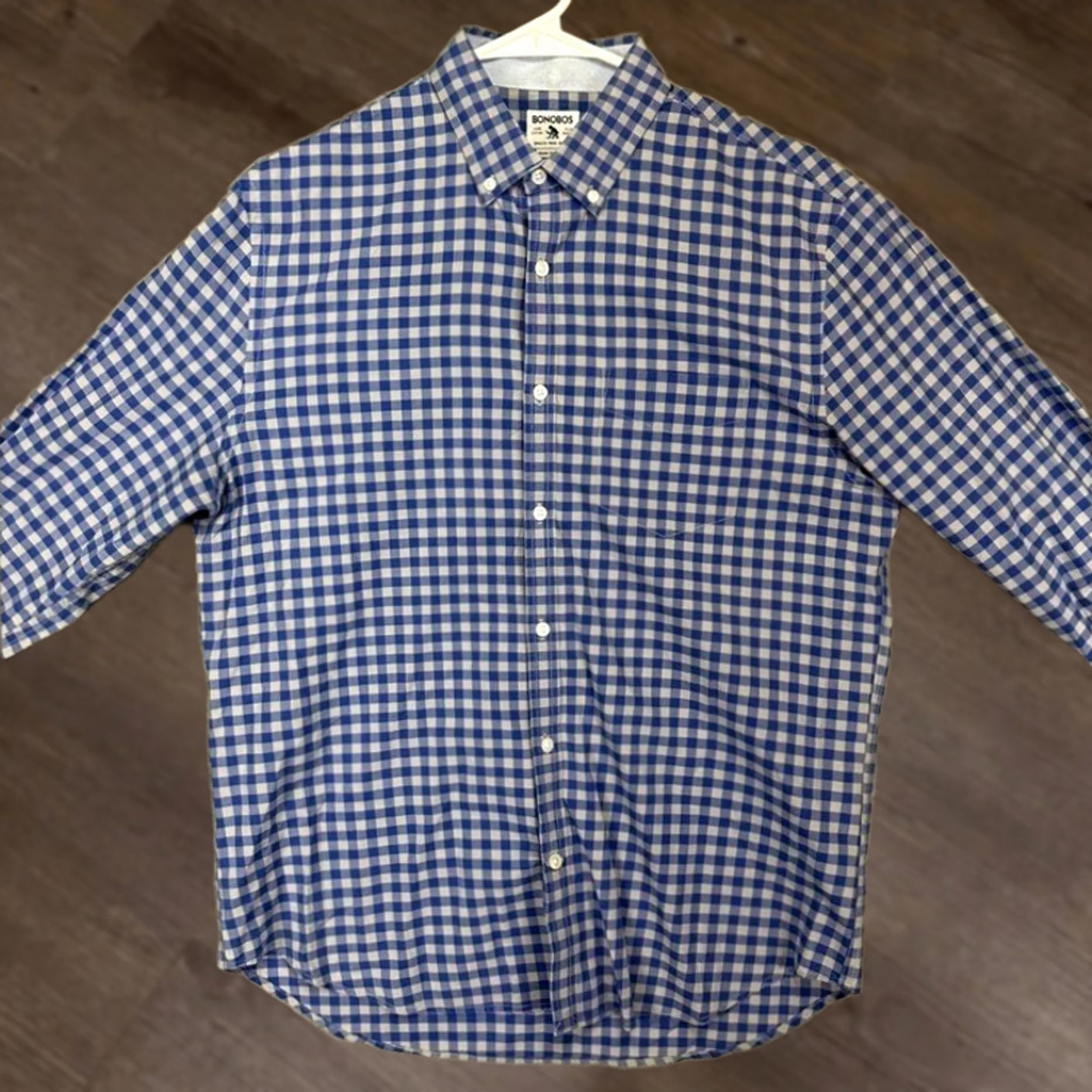Bonobos Bonobos Shirt Mens Medium Blue Gingham Plaid Button Down Long Sleeve 100% Cotton Size US M / EU 48-50 / 2 - 1 Thumbnail