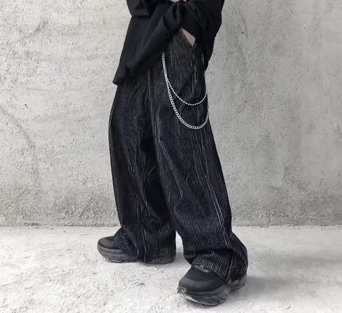 image of Vintage Velvet Oversize Pants in Black, Men's (Size 32)