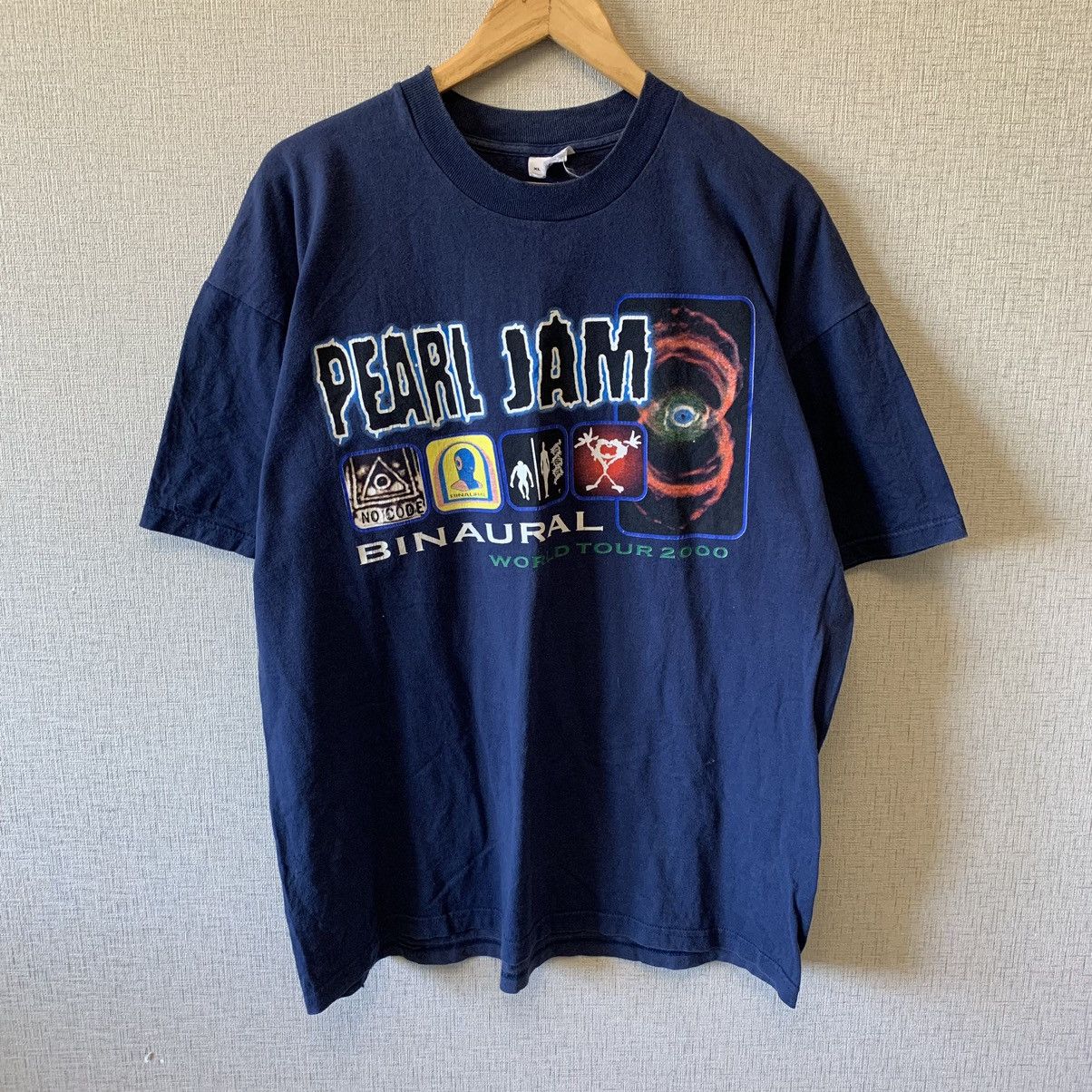 image of Band Tees x Rock Tees 2000 Binaural Pearl Jam European Tour Tshirt in Blue, Men's (Size XL)