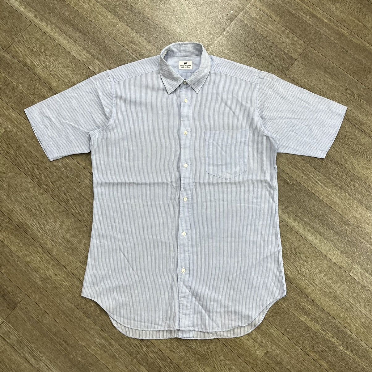 Issey Miyake Vintage Issey Miyake Sky Blue Striped Button Up Shirt Size US M / EU 48-50 / 2 - 1 Thumbnail