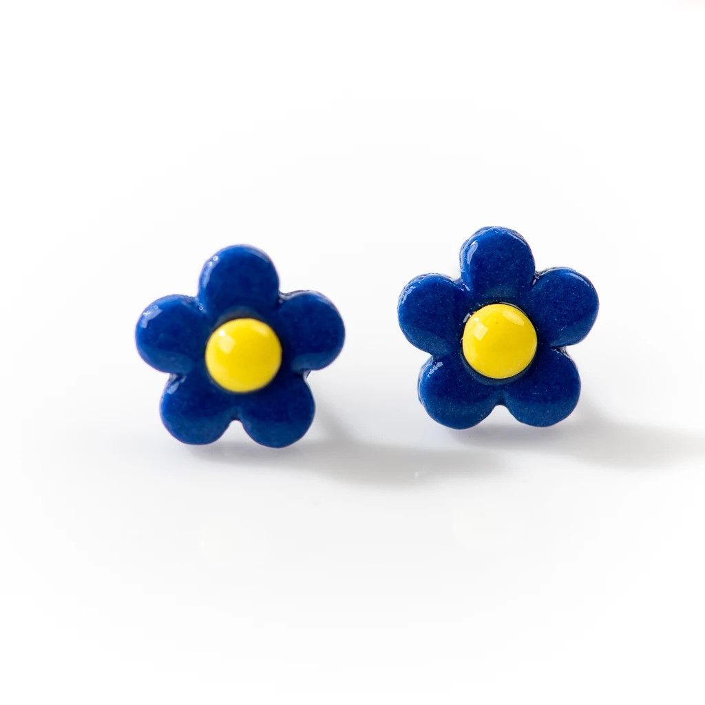 Jewelry Small Flower Stud Earrings Ceramic Ear Gift For Her Size ONE SIZE - 1 Preview