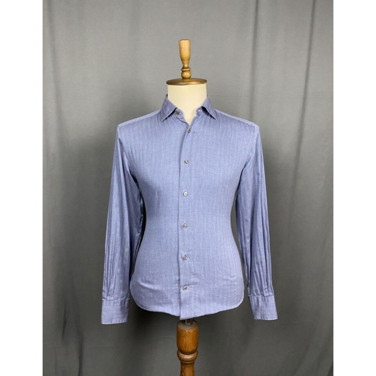 Ermenegildo Zegna Men's Blue Longsleeve Contemporary Fit Shi