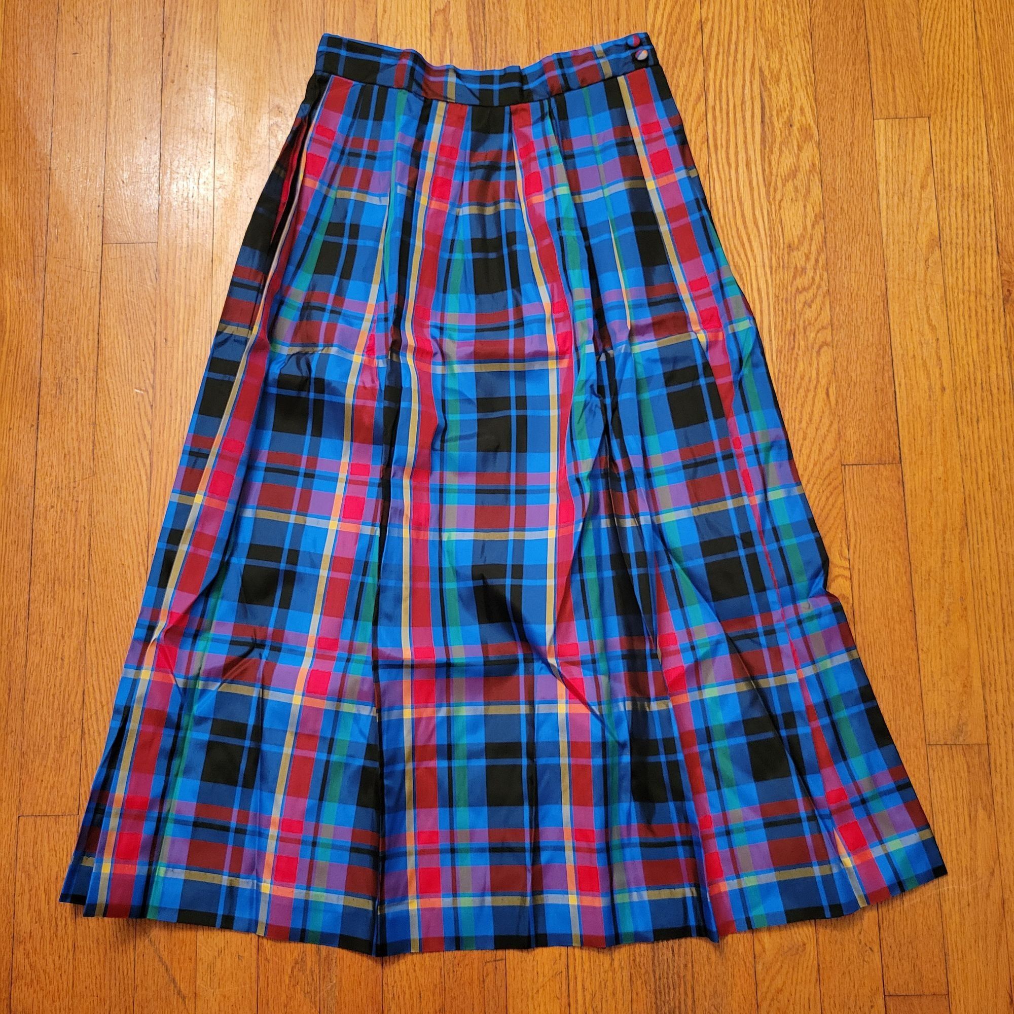 Preston & York Preston York 10 Tartan Plaid A Line Pleated Skirt Blue Red U Size 32" / US 10 / IT 46 - 1 Thumbnail