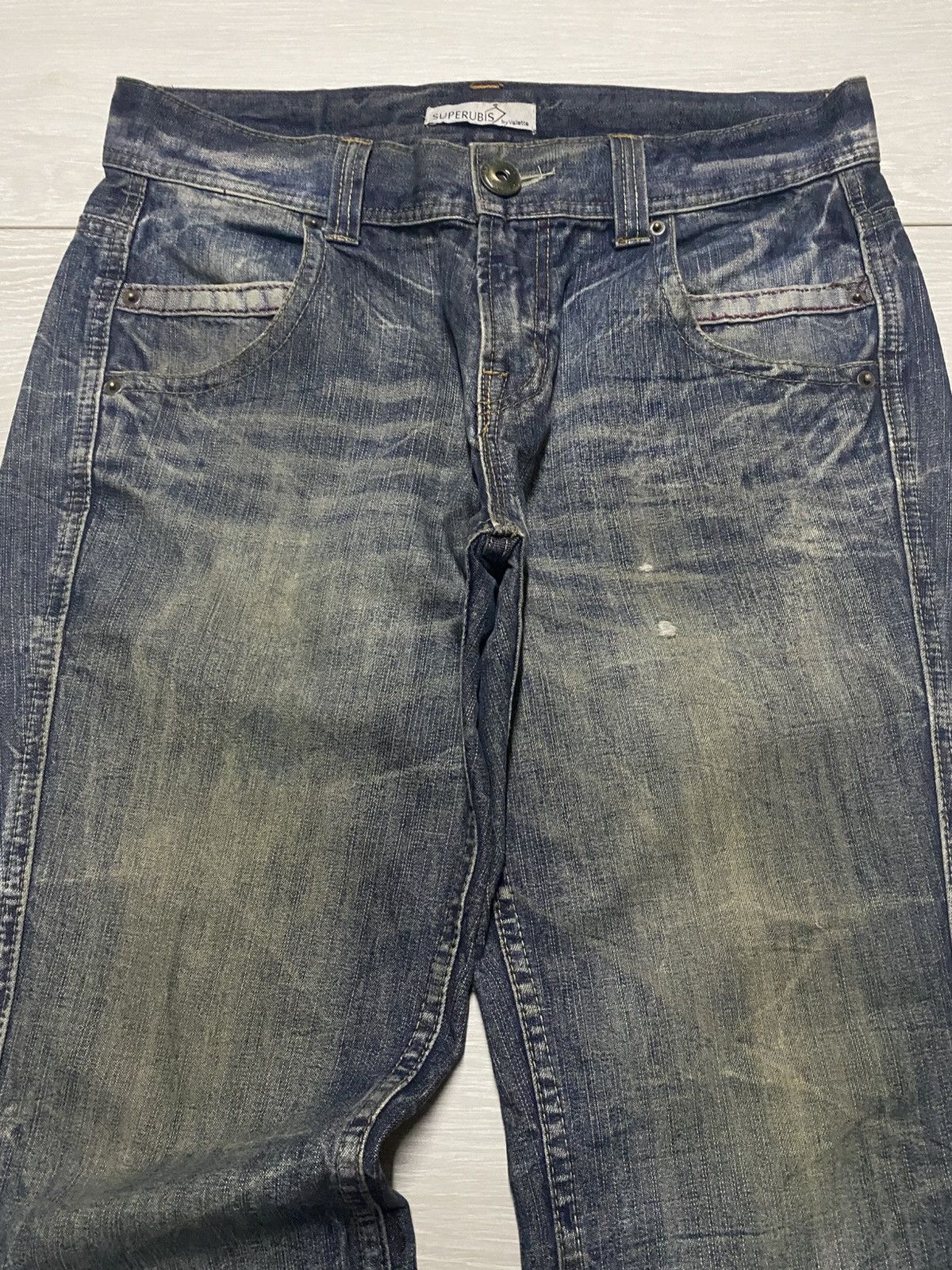 Japanese Brand Vintage Superrubis Mud Wash Thunder Loose Jeans Size US 32 / EU 48 - 3 Thumbnail