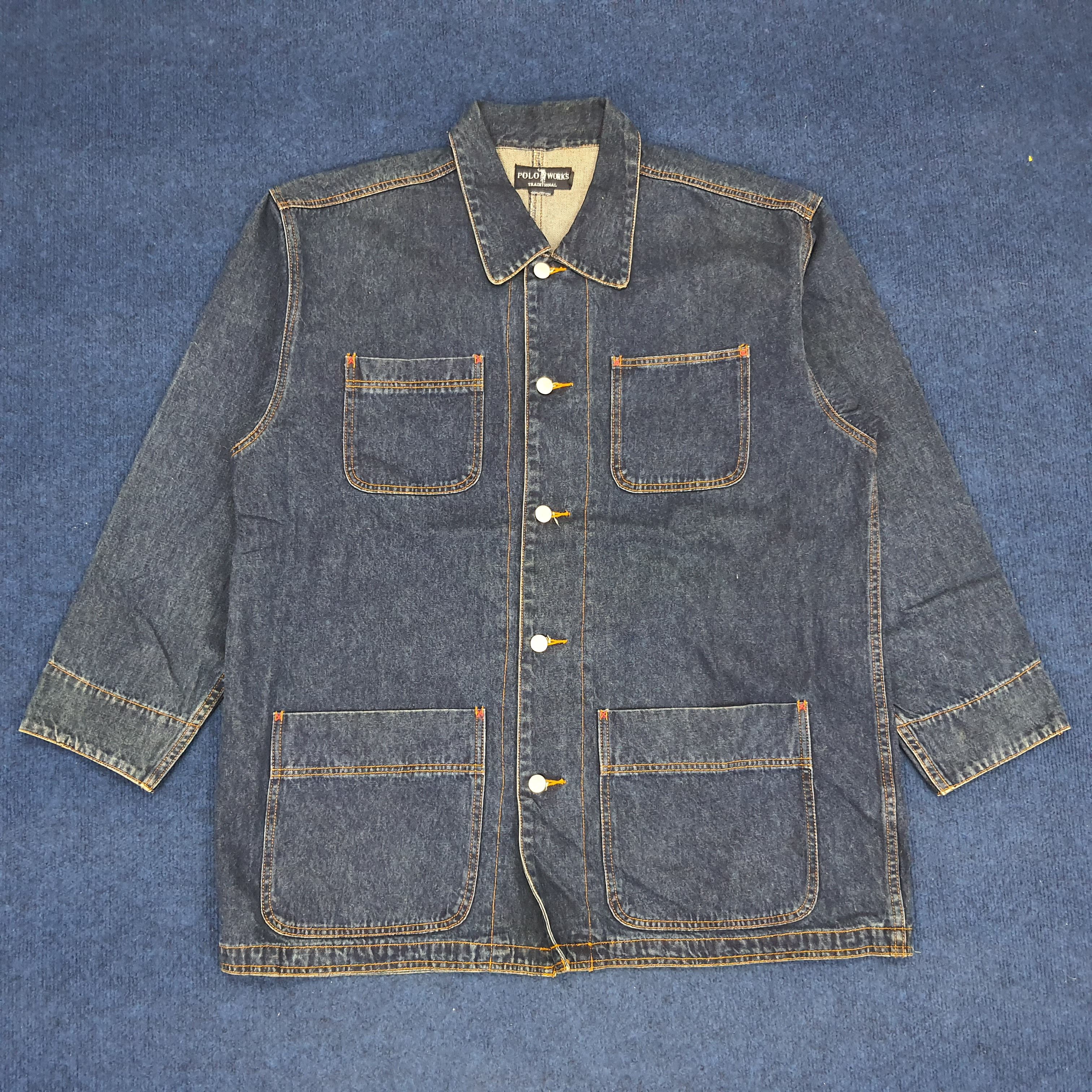 Vintage Vintage Polo Works Denim Jacket Size US L / EU 52-54 / 3 - 1 Thumbnail