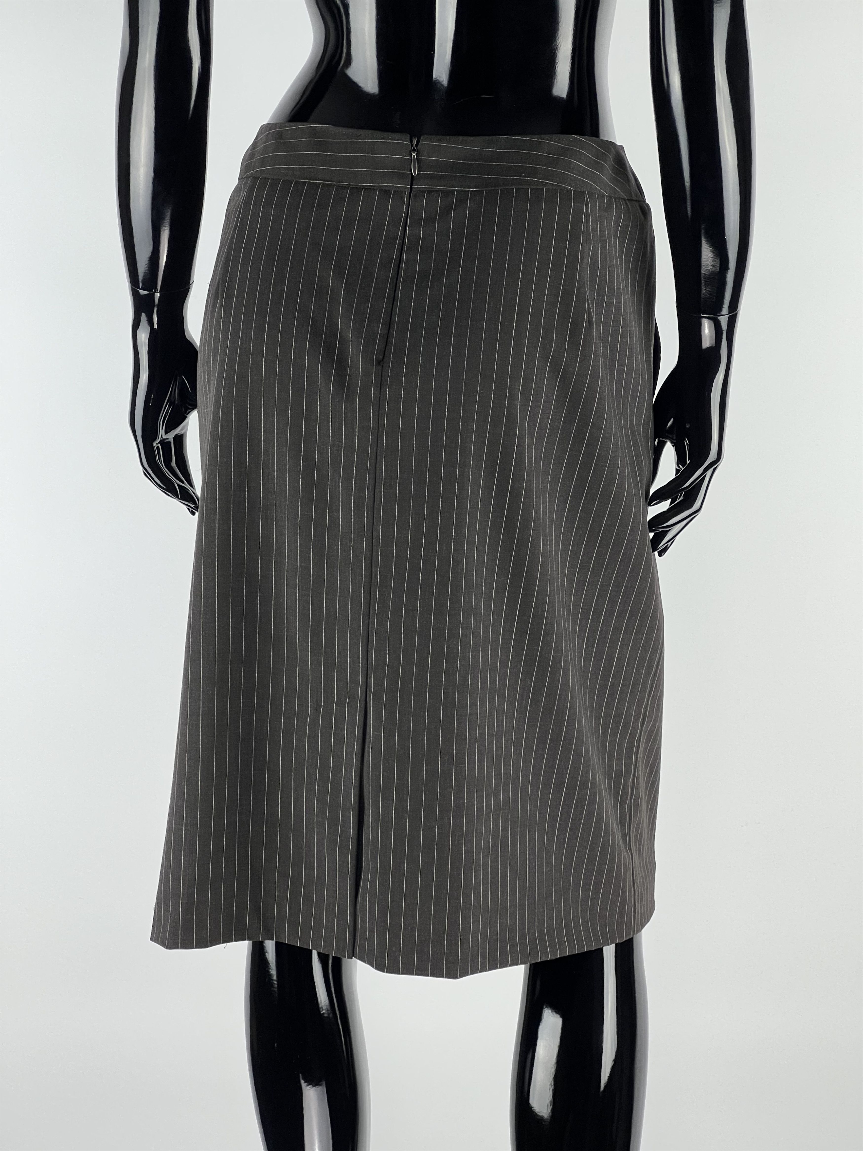 Max Mara Max Mara Gray Striped Wool Dress Size US 8 Size 30" / US 8 / IT 44 - 3 Thumbnail