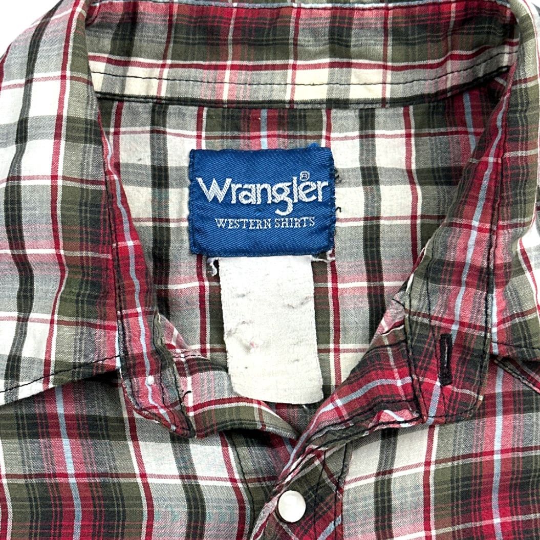 Wrangler VINTAGE Wrangler Western Shirt Adult LARGE Red Plaid Pearl Snap 90s Cowboy Shirt Mens Size US L / EU 52-54 / 3 - 5 Thumbnail