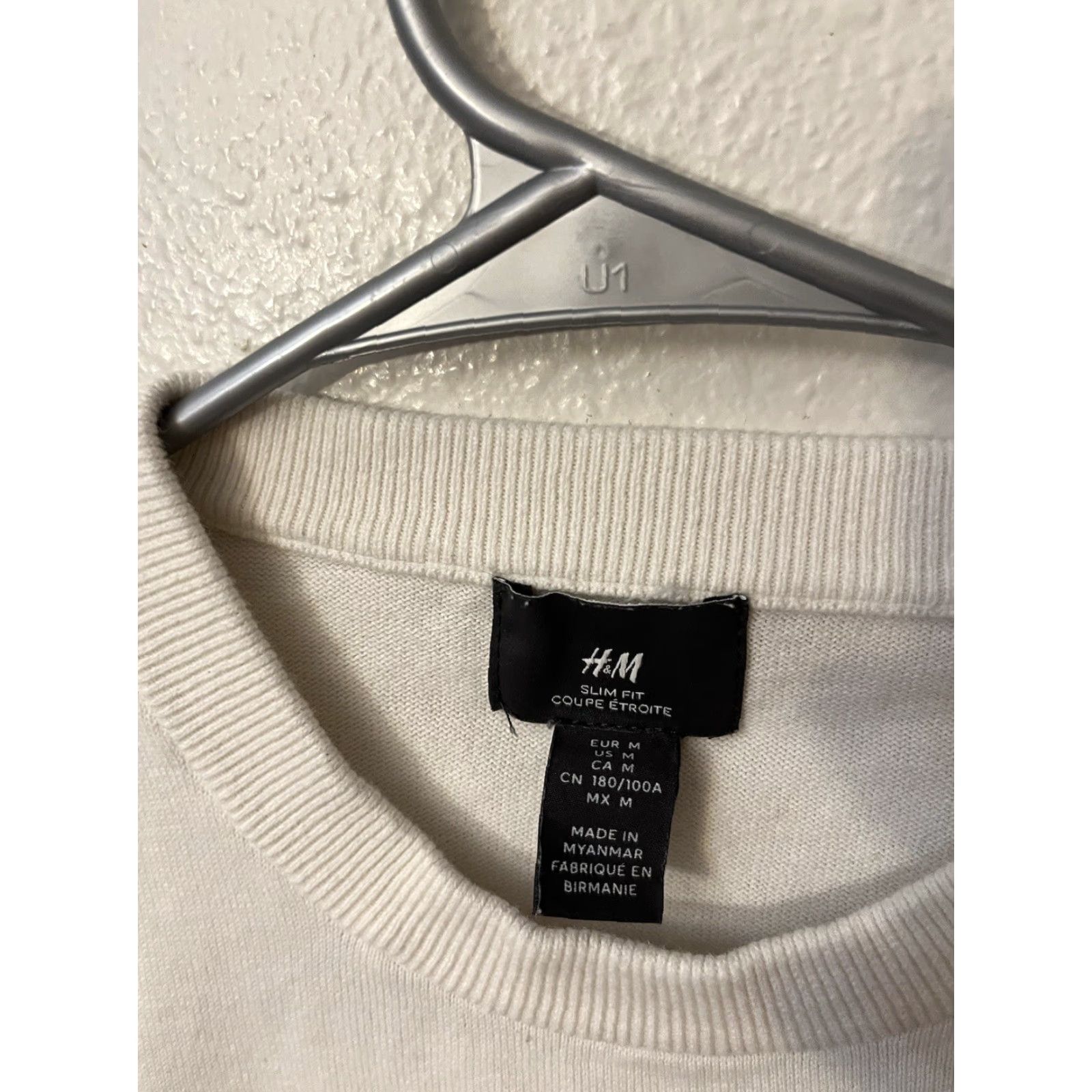 H&M H&M Mens Sweater Size Medium Ivory Long Sleeve Crew Neck Slim Fit Size US M / EU 48-50 / 2 - 2 Thumbnail