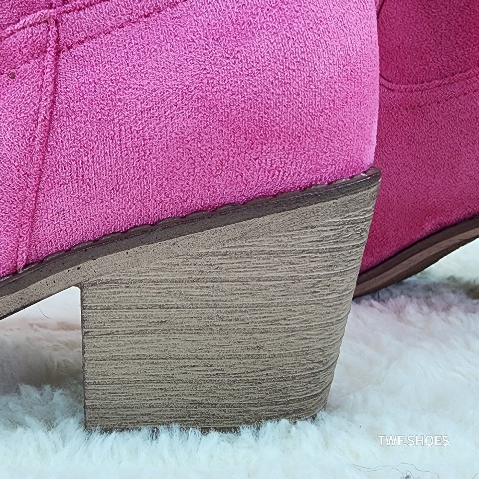 Other Wild Ones Fuchsia Pink Faux Suede Pull On Mid Calf Cowboy Co Size US 8 / IT 38 - 9 Thumbnail