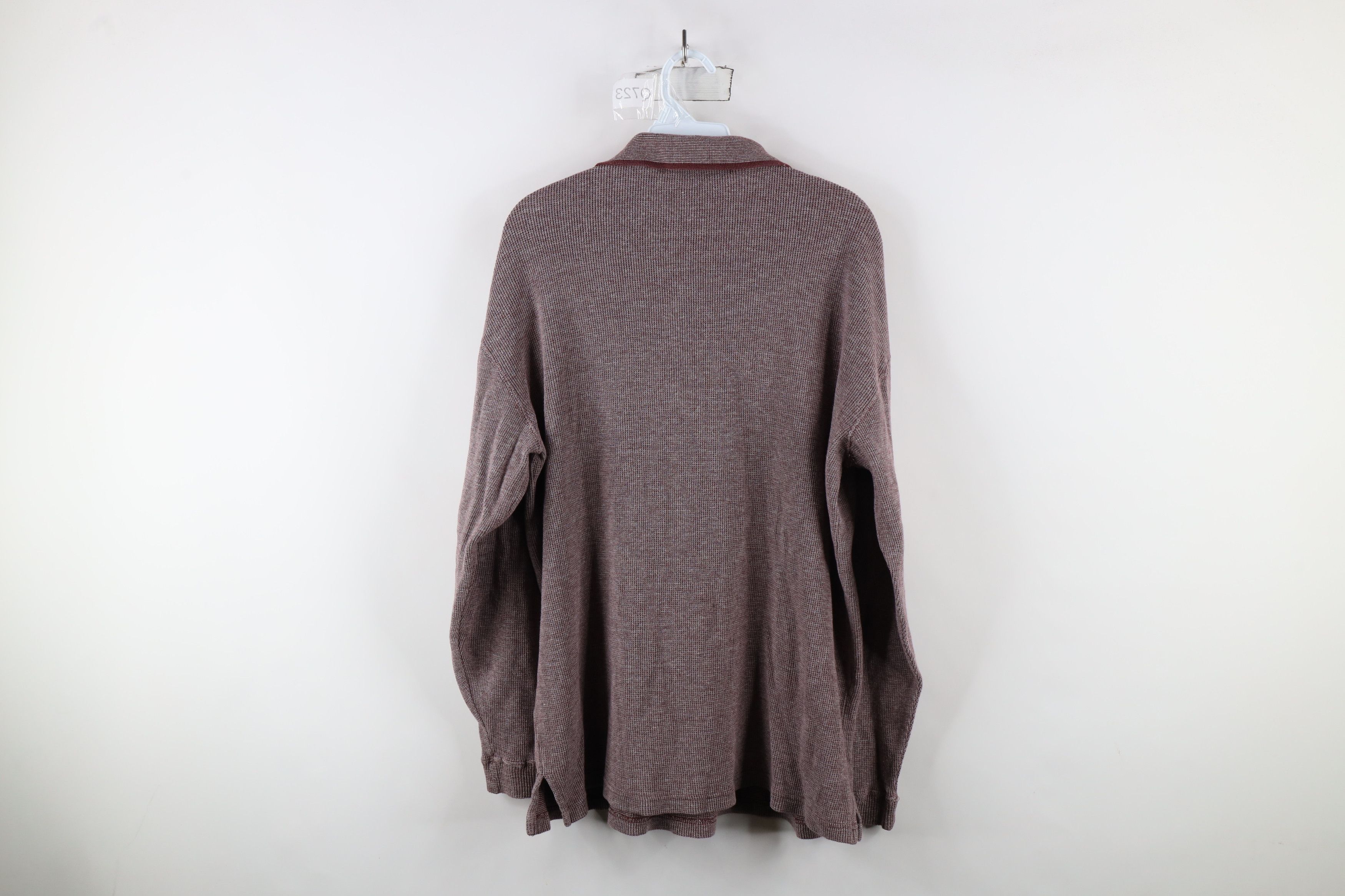 Vintage Vintage 90s Streetwear Thermal Waffle Knit Long Sleeve Polo Size US L / EU 52-54 / 3 - 8 Thumbnail