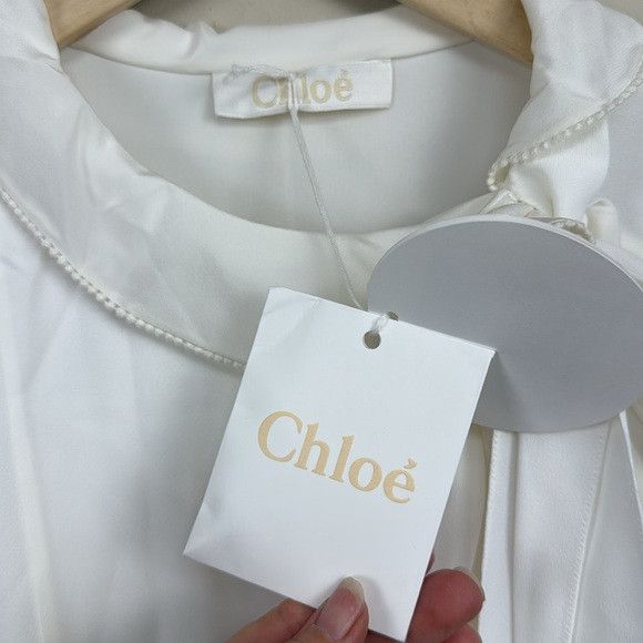 Chloe NEW CHLOE silk long sleeve white dress with ruffle neck Size M / US 6-8 / IT 42-44 - 8 Thumbnail