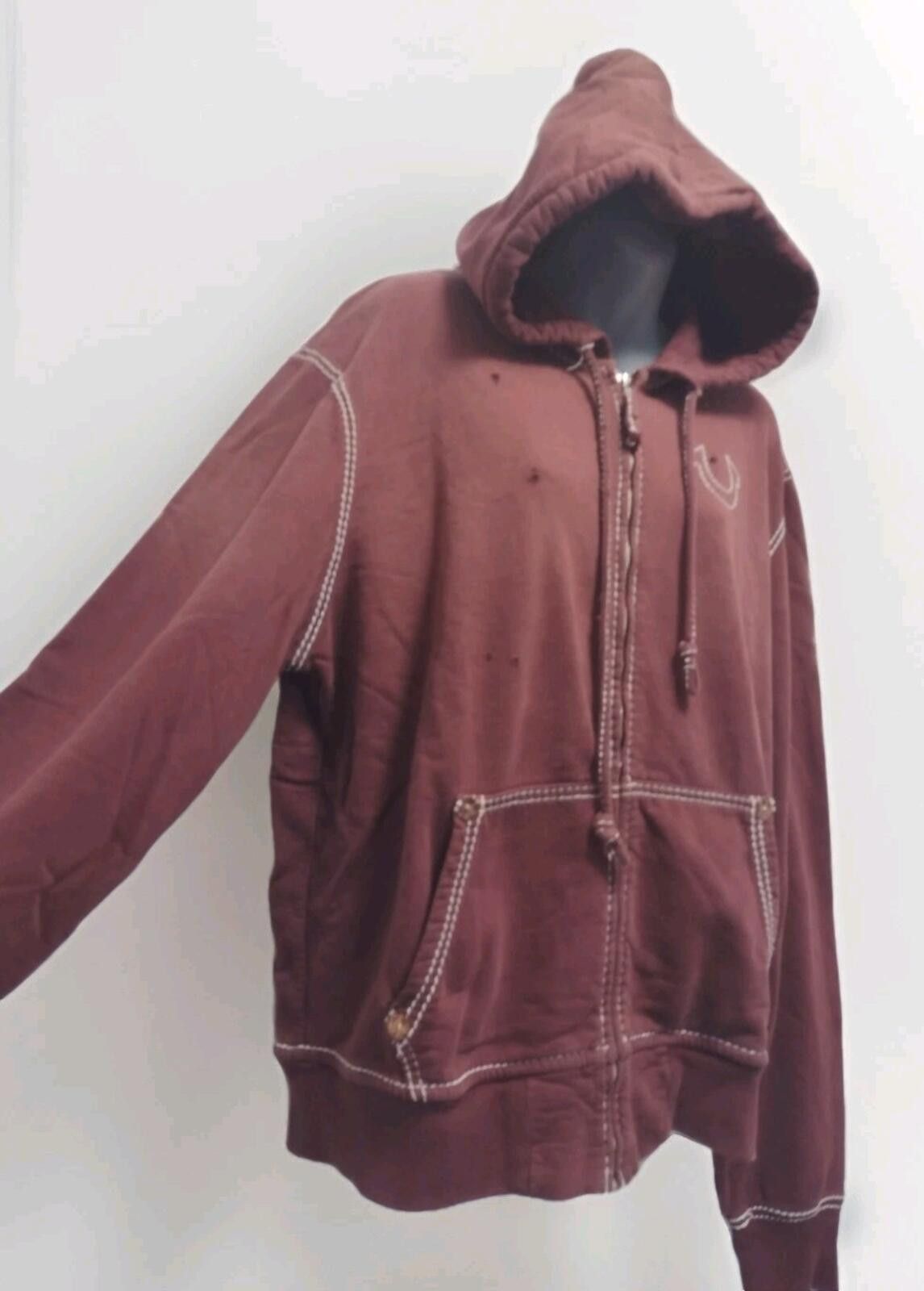 True Religion True Religion XXL Hoodie Red Fade Big Stitch Zip Up RivetY2K Size US XXL / EU 58 / 5 - 3 Thumbnail