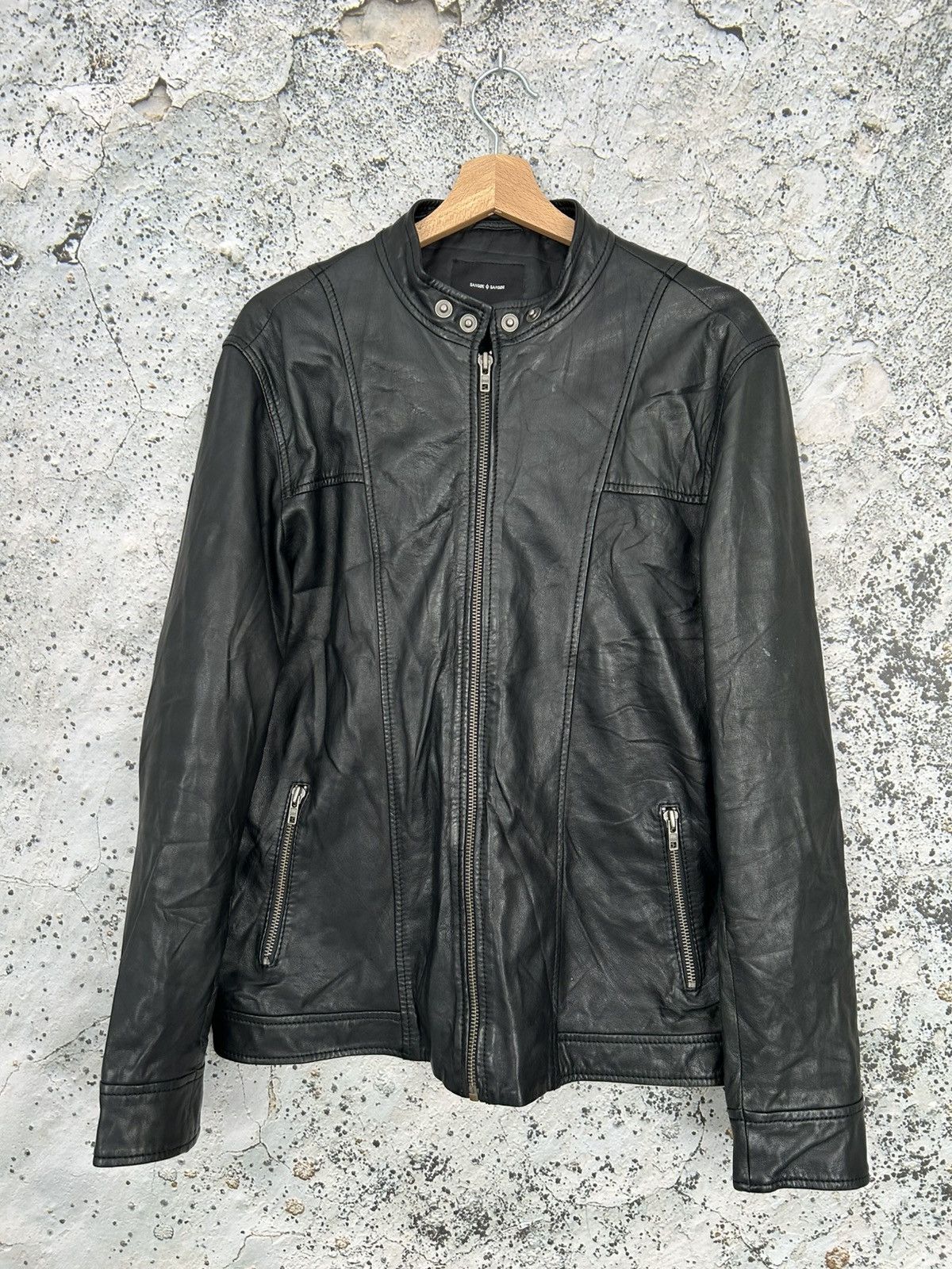 Samsoe Samsoe Samsoe Samsoe Krede Black Genuine Leather Jacket Punk Metal Size US XL / EU 56 / 4 - 1 Thumbnail